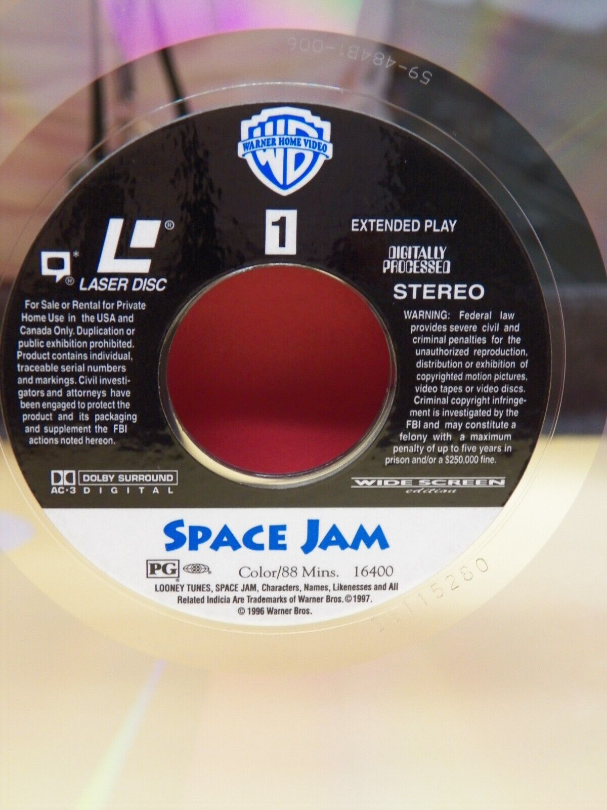 12" Laser Disc NM- Space Jam 1997 Warner Home Video Widescreen Edition 16400 12" Laser Disc NM- Space Jam 1997 Warner Home Video Widescreen Edition 16400