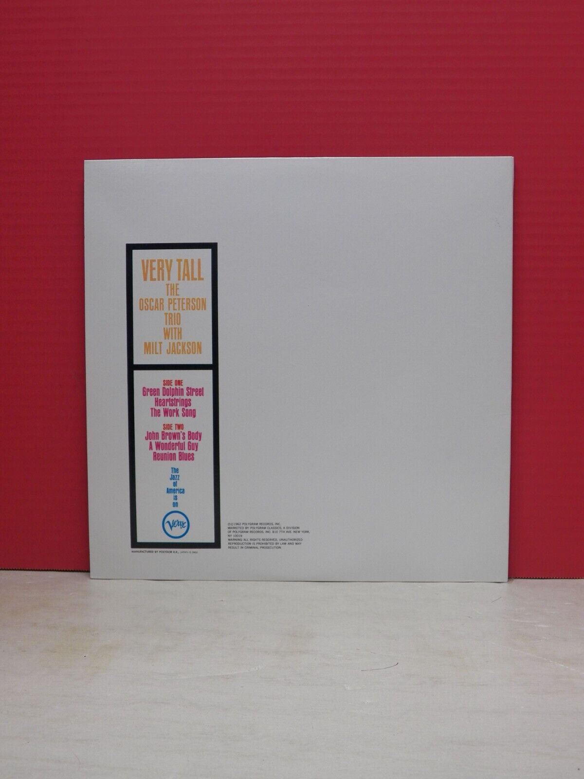 12" LP M- Oscar Peterson Trio w/ Milt Jackson Very Tall 1984 Verve Reissue Japan 12" LP M- Oscar Peterson Trio w/ Milt Jackson Very Tall 1984 Verve Reissue Japan