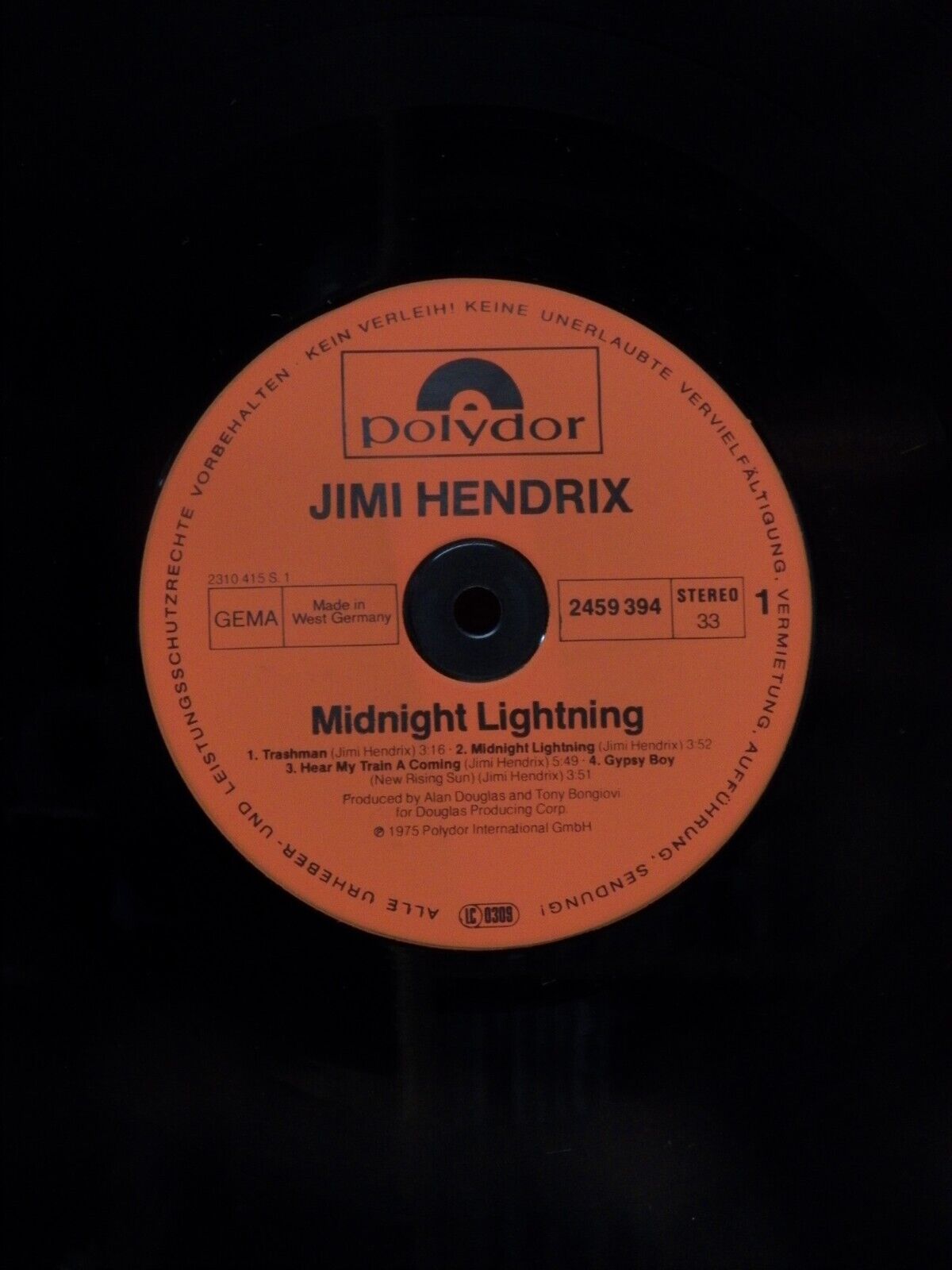 12" LP EX Jimi Hendrix Midnight Lightning 1980 Polydor Germany Import Reissue 12" LP EX Jimi Hendrix Midnight Lightning 1980 Polydor Germany Import Reissue