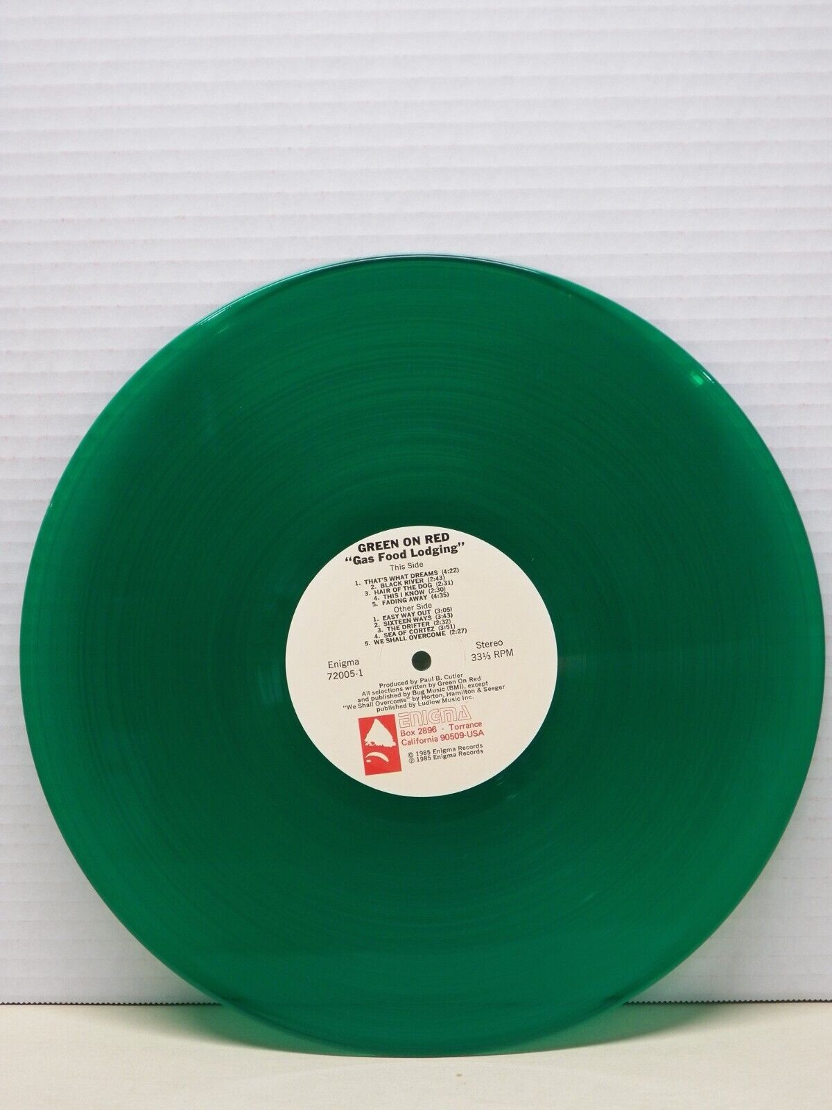 12" LP EX Green On Red Gas Food Lodging 1985 Enigma Green Vinyl 72005-1 12" LP EX Green On Red Gas Food Lodging 1985 Enigma Green Vinyl 72005-1