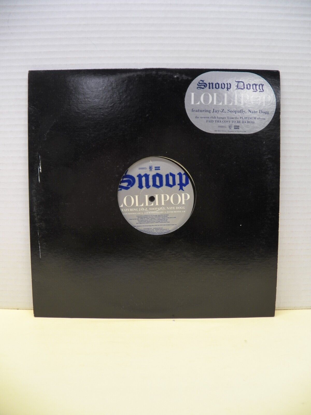 12" Single EX Snoop Dogg Lollipop 2003 Priority Records Promo 12" Single EX Snoop Dogg Lollipop 2003 Priority Records Promo