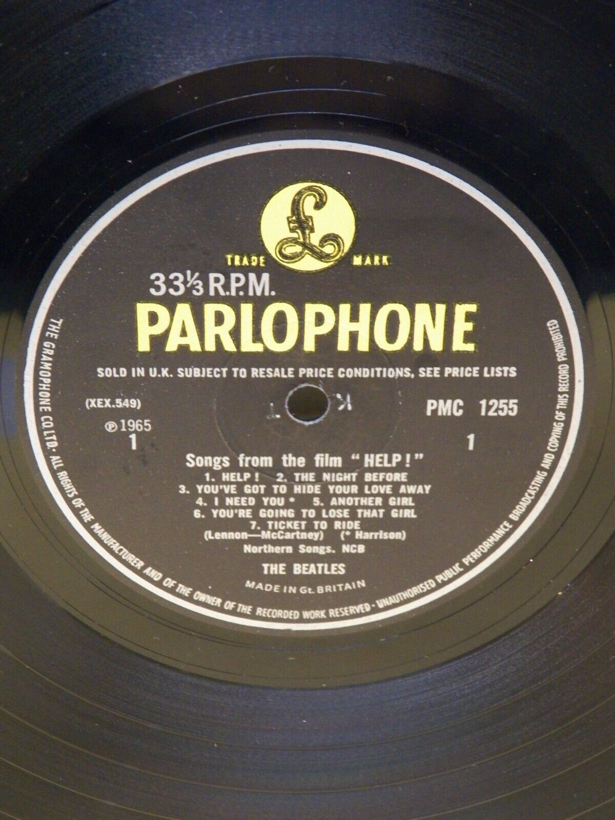 12" LP EX The Beatles Help! 1965 Parlophone Mono UK Import 1st Press Variant B 12" LP EX The Beatles Help! 1965 Parlophone Mono UK Import 1st Press Variant B