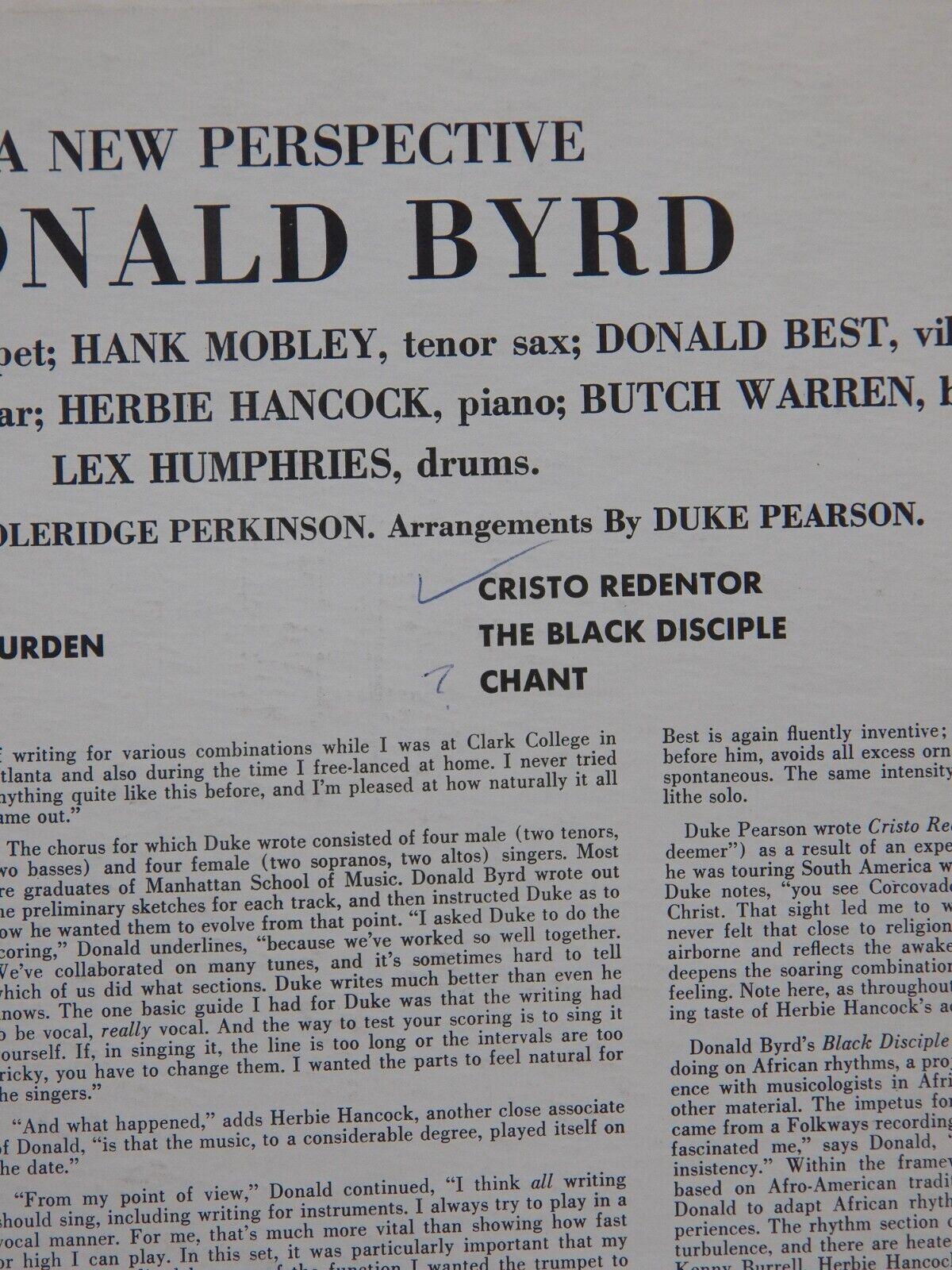 12" LP EX Donald Byrd A New Perspective 1966 Blue Note Reissue 84124 12" LP EX Donald Byrd A New Perspective 1966 Blue Note Reissue 84124