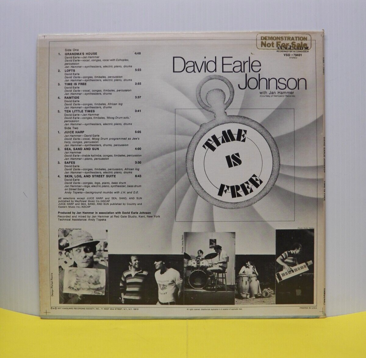 12" LP NM David Earle Johnson w/ Jan Hammer Time Is Free 1977 Vanguard Promo 12" LP NM David Earle Johnson w/ Jan Hammer Time Is Free 1977 Vanguard Promo