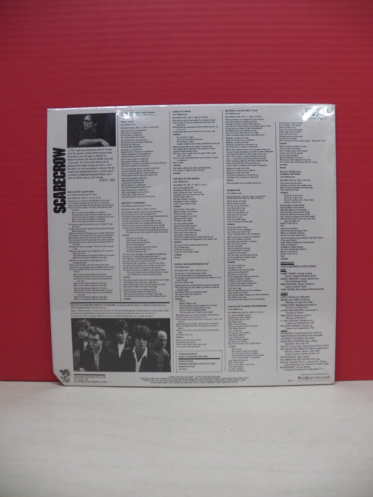 Sealed 12" LP John Cougar Mellencamp Scarecrow 1985 Riva 824 865-1 M-1 Sealed 12" LP John Cougar Mellencamp Scarecrow 1985 Riva 824 865-1 M-1