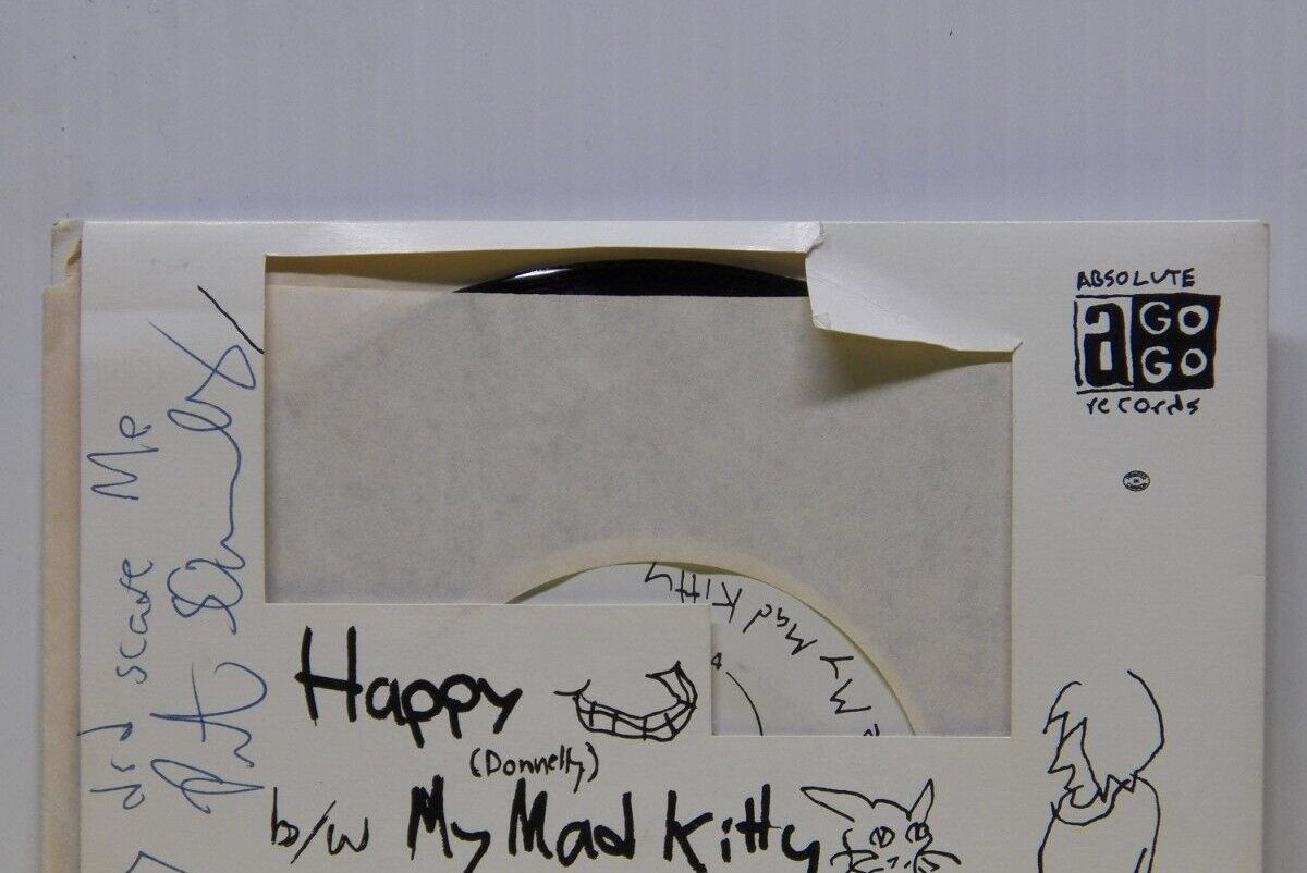 7" Single EX The Figgs Happy / My Mad Kitty 1992 Absolute A Go Go Autographed 7" Single EX The Figgs Happy / My Mad Kitty 1992 Absolute A Go Go Autographed
