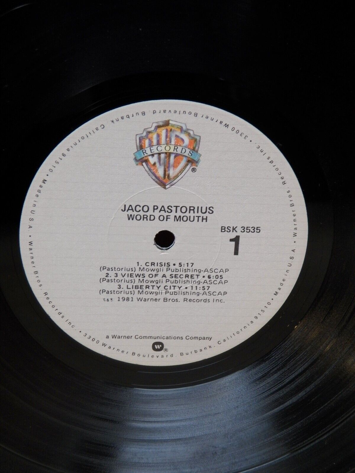 12" LP EX Jaco Pastorius Word Of Mouth 1981 Warner Bros. BSK 3535 12" LP EX Jaco Pastorius Word Of Mouth 1981 Warner Bros. BSK 3535
