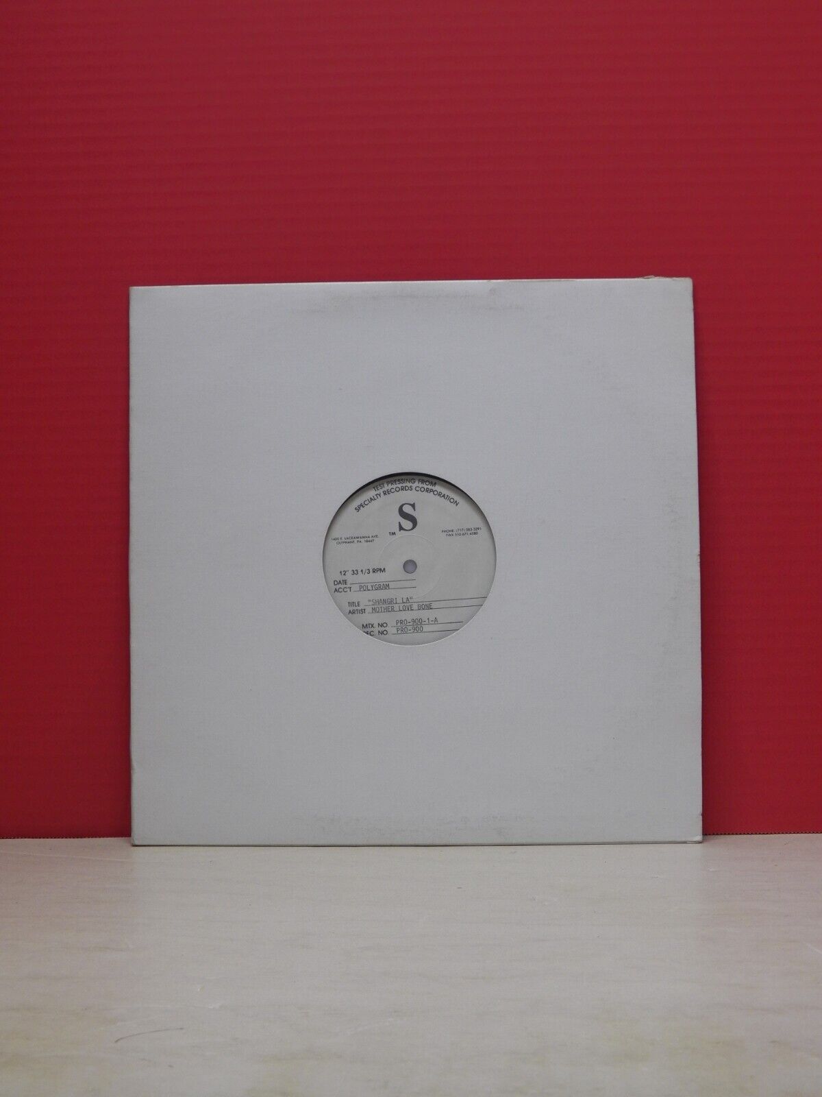 12" Single EX Mother Love Bone Shangri La 1990 Polygram Test Pressing PRO-900 12" Single EX Mother Love Bone Shangri La 1990 Polygram Test Pressing PRO-900