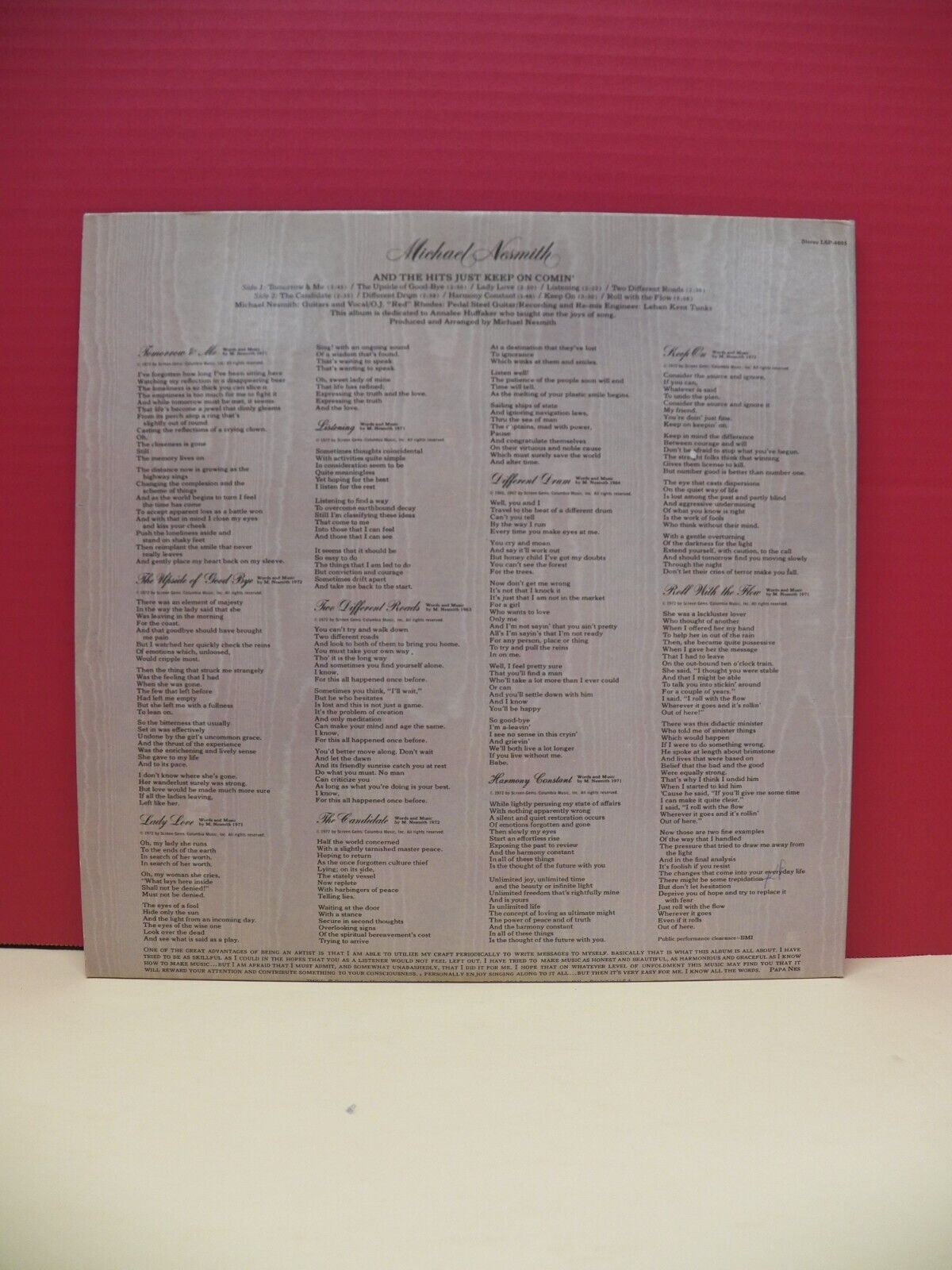 12" LP VG+ Michael Nesmith And The Hits Just Keep On Comin' 1972 RCA Victor 12" LP VG+ Michael Nesmith And The Hits Just Keep On Comin' 1972 RCA Victor