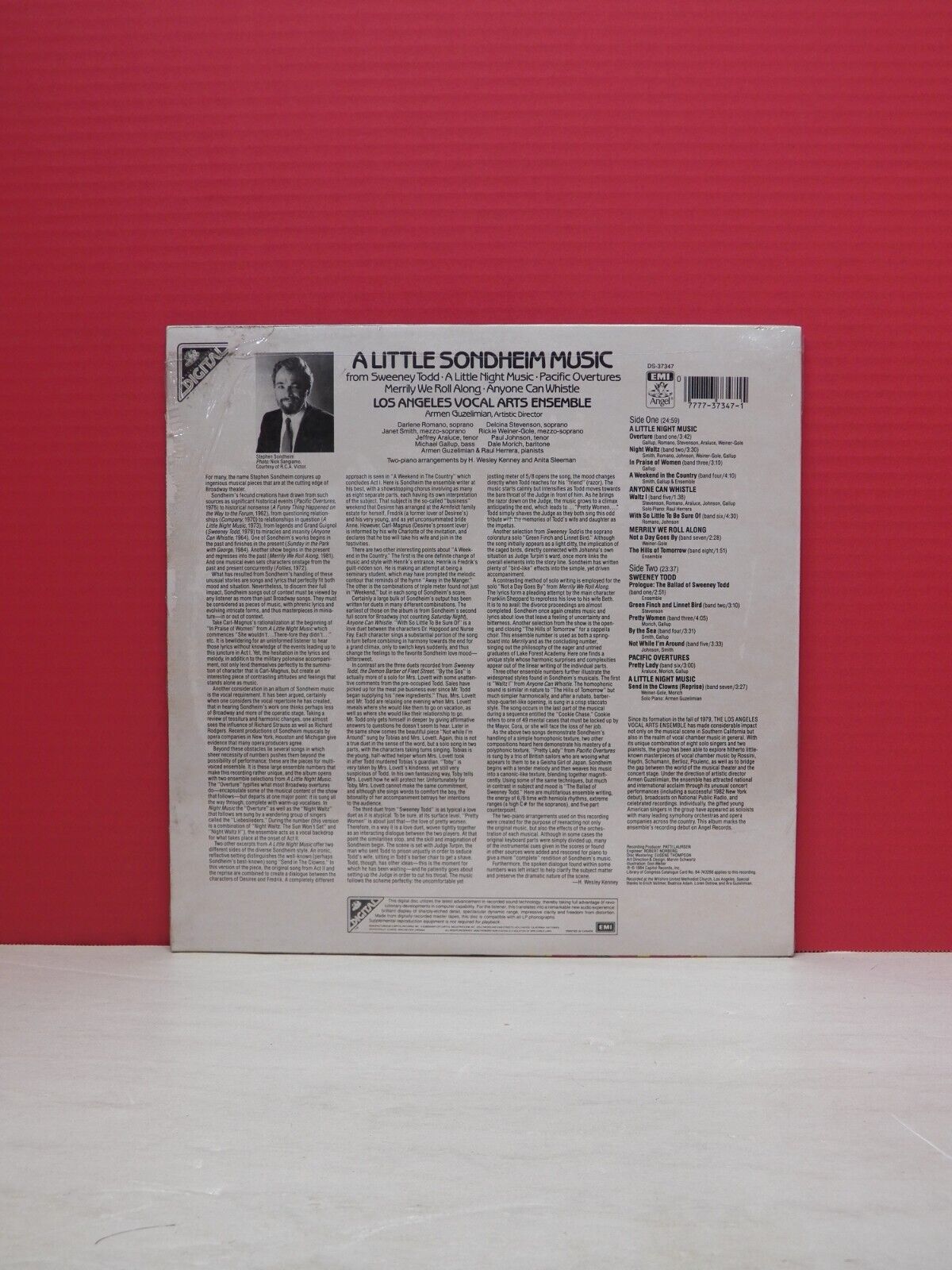 Sealed 12" LP Los Angeles Vocal Arts Ensemble A Little Sondheim Music 1984 Angel Sealed 12" LP Los Angeles Vocal Arts Ensemble A Little Sondheim Music 1984 Angel