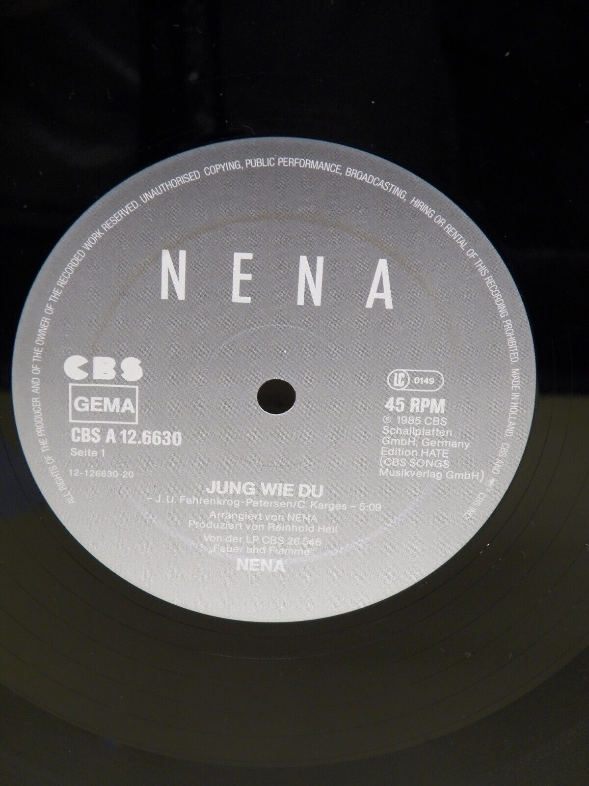 12" Maxi-Single VG++/EX Nena Jung Wie Du 1985 CBS Germany Import A 12.6630 12" Maxi-Single VG++/EX Nena Jung Wie Du 1985 CBS Germany Import A 12.6630