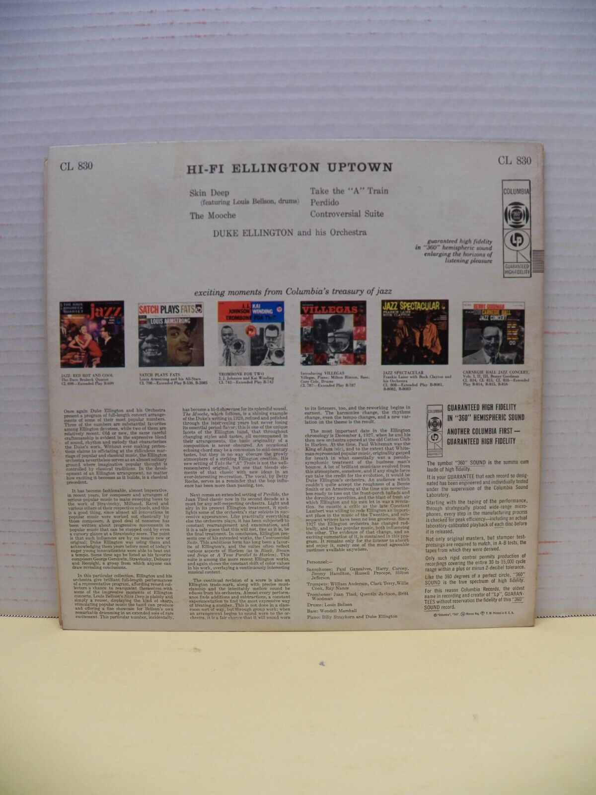 12" LP VG++/EX Duke Ellington Ellington Uptown 1956 Columbia Reissue Mono CL 830 12" LP VG++/EX Duke Ellington Ellington Uptown 1956 Columbia Reissue Mono CL 830