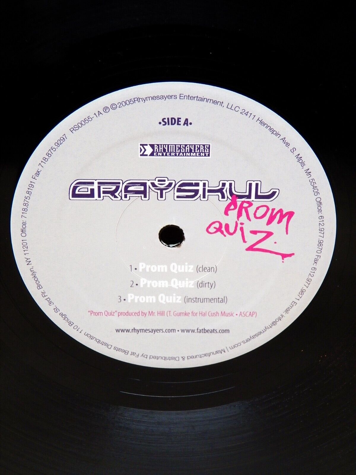 12" Single VG++/EX Grayskul Prom Quiz 2005 Rhymesayers Entertainment RS0055-1 12" Single VG++/EX Grayskul Prom Quiz 2005 Rhymesayers Entertainment RS0055-1