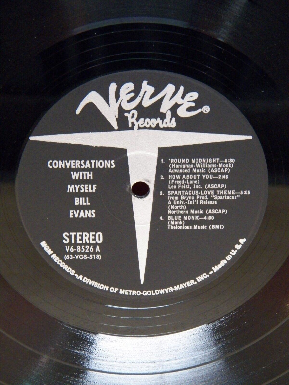 12" LP VG++/EX Bill Evans Conversations With Myself Verve Reissue Stereo 12" LP VG++/EX Bill Evans Conversations With Myself Verve Reissue Stereo