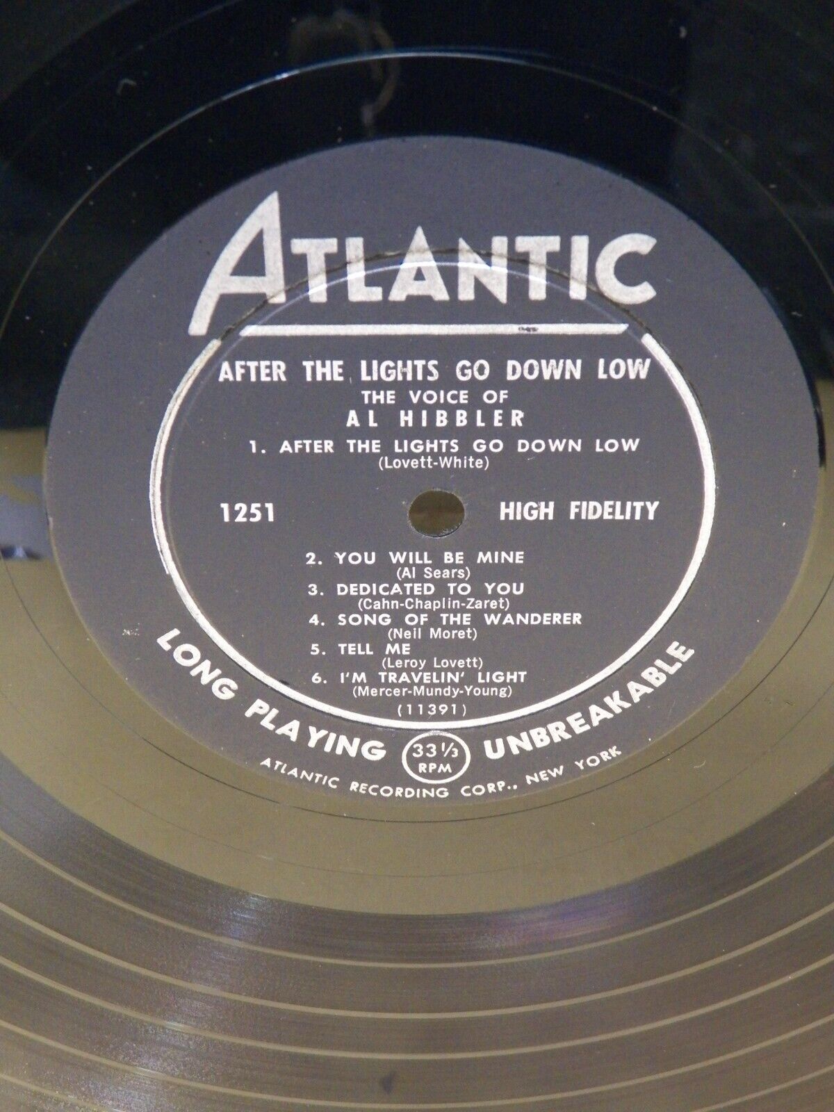 12" LP VG++/EX Al Hibbler After The Lights Go Down Low 1957 Atlantic 1251 12" LP VG++/EX Al Hibbler After The Lights Go Down Low 1957 Atlantic 1251