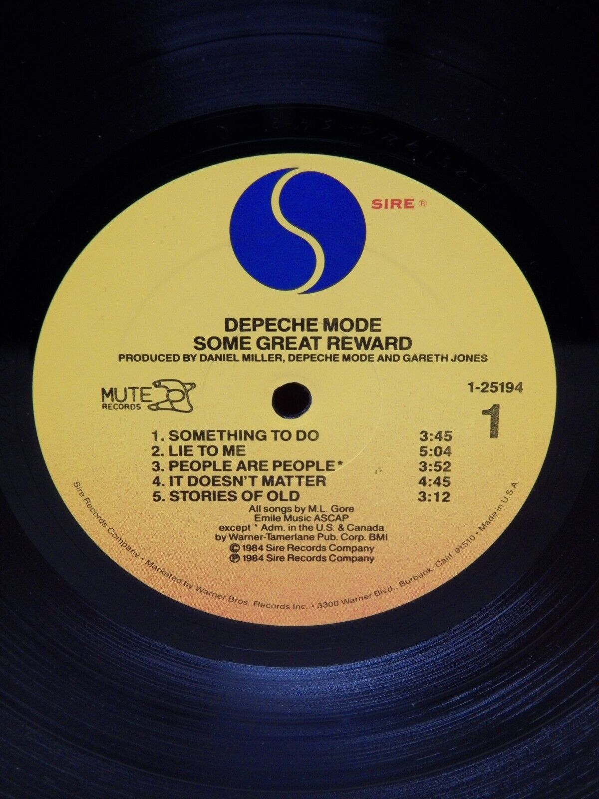 12" LP VG++/EX Depeche Mode Some Great Reward 1984 Sire Promo 9 25194-1 12" LP VG++/EX Depeche Mode Some Great Reward 1984 Sire Promo 9 25194-1