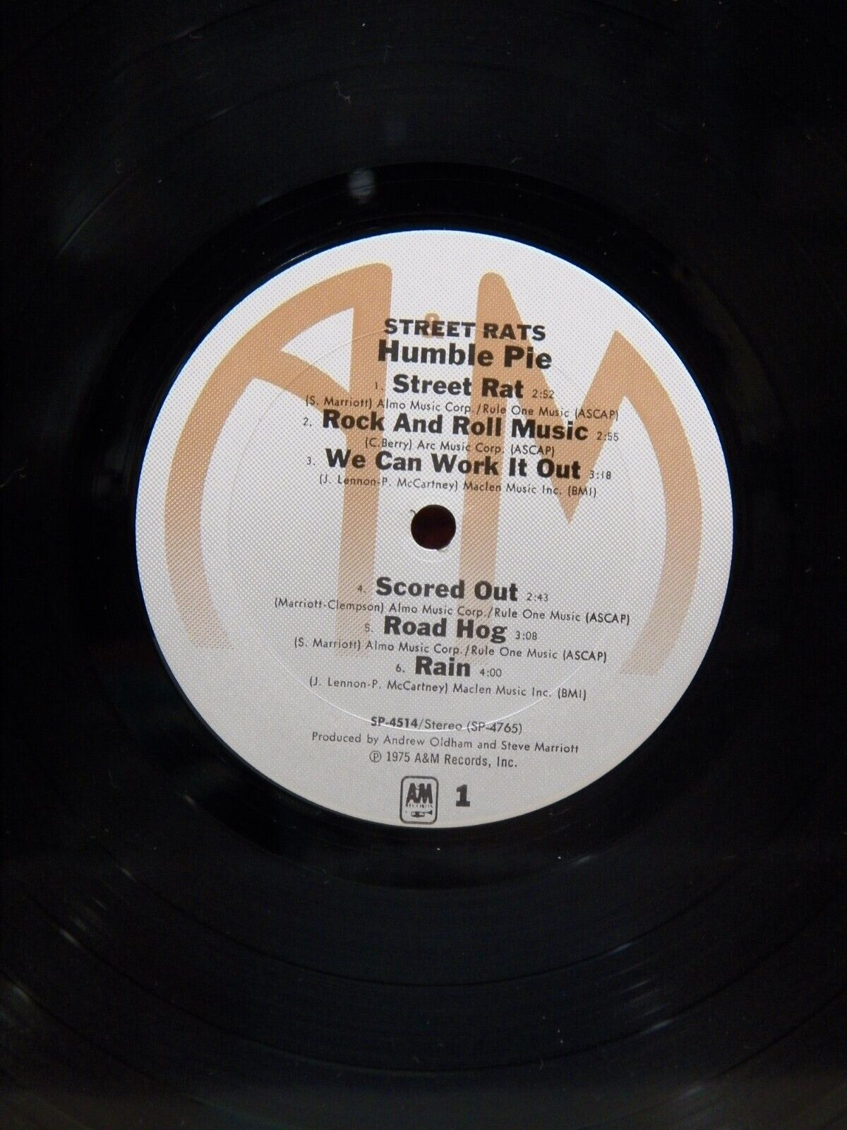 12" LP VG++/EX Humble Pie Street Rats 1975 A&M Records SP 4514 12" LP VG++/EX Humble Pie Street Rats 1975 A&M Records SP 4514