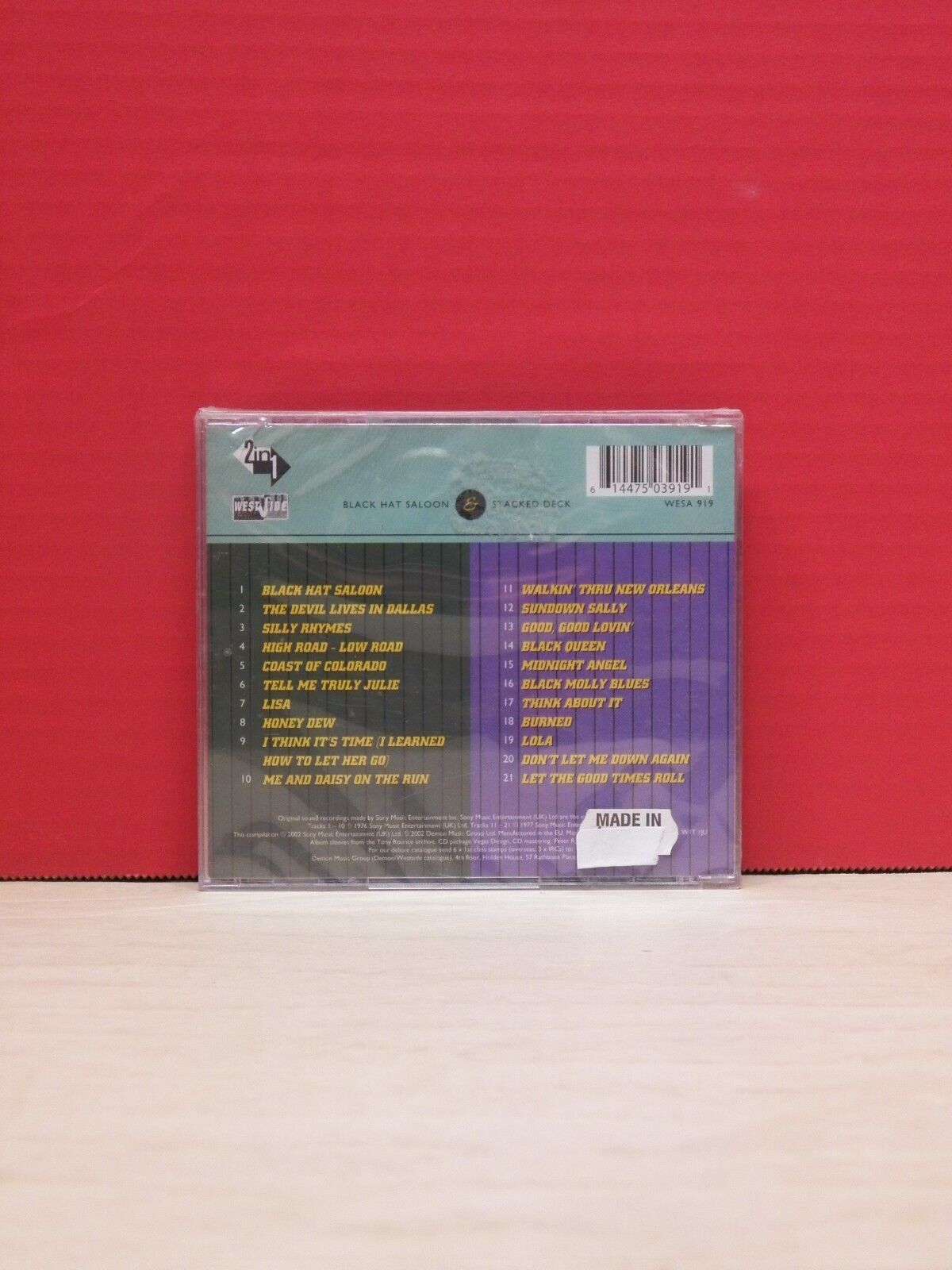 Sealed CD Rusty Wier Black Hat Saloon/Stacked Deck 2002 Westside Import WESA 919 Sealed CD Rusty Wier Black Hat Saloon/Stacked Deck 2002 Westside Import WESA 919