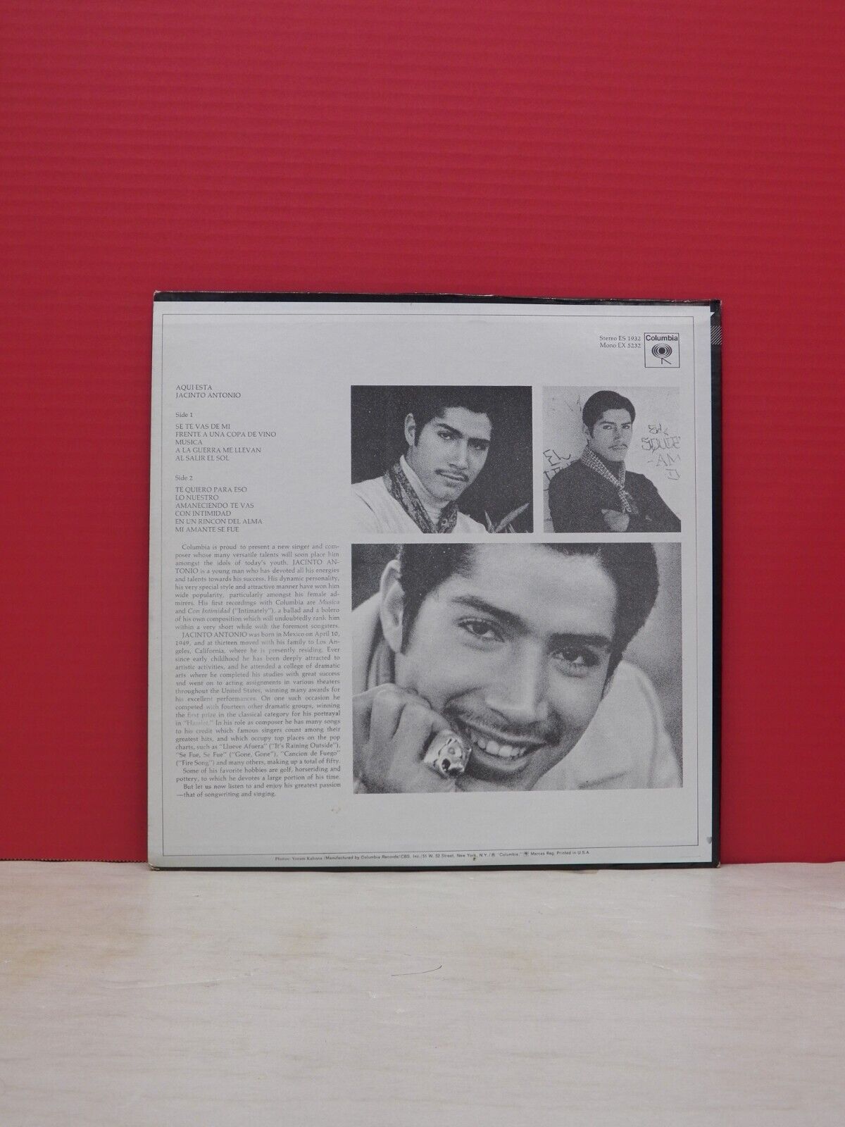 12" LP EX Jacinto Antonio Aqui Esta 1969 Columbia ES 1932 12" LP EX Jacinto Antonio Aqui Esta 1969 Columbia ES 1932