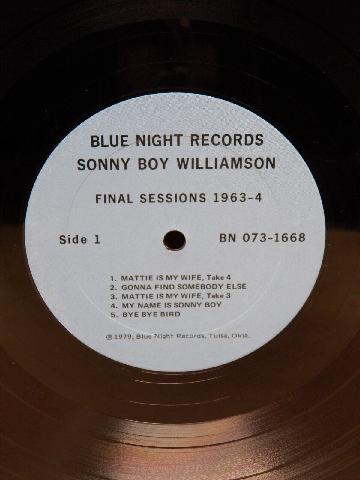 12" LP EX Sonny Boy Williamson Final Sessions 1963-4 1979 Blue Night BN 073-1668 12" LP EX Sonny Boy Williamson Final Sessions 1963-4 1979 Blue Night BN 073-1668