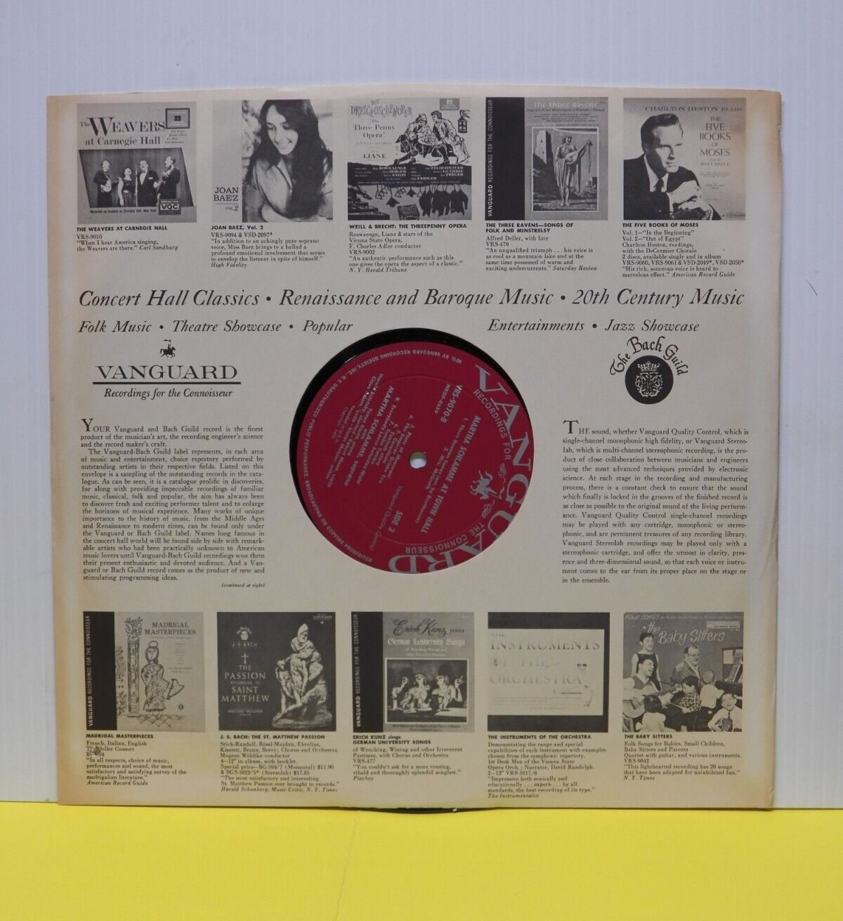 12" LP VG++ Martha Schlamme At Town Hall 1960 Vanguard Mono VRS 9070 12" LP VG++ Martha Schlamme At Town Hall 1960 Vanguard Mono VRS 9070