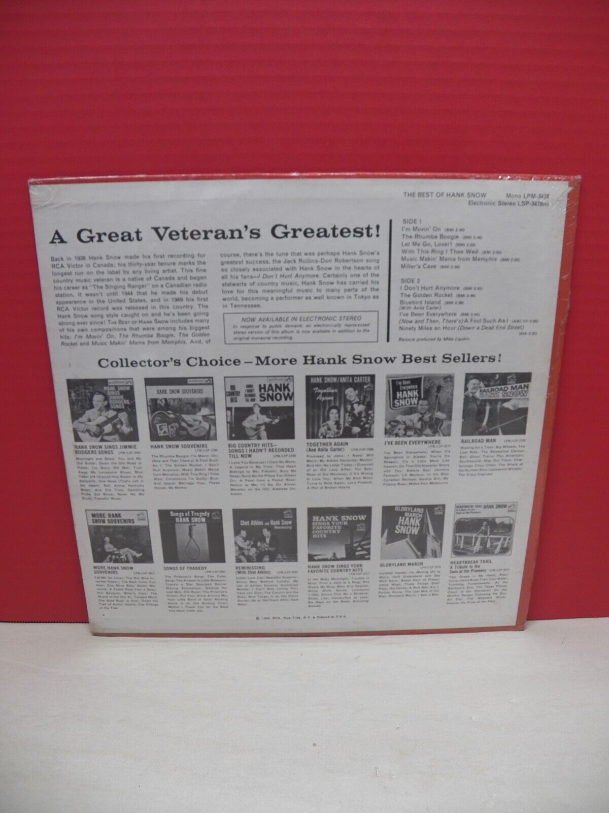 Sealed 12" LP Hank Snow The Best Of Hank Snow RCA Victor Stereo LSP-3478(e) Sealed 12" LP Hank Snow The Best Of Hank Snow RCA Victor Stereo LSP-3478(e)
