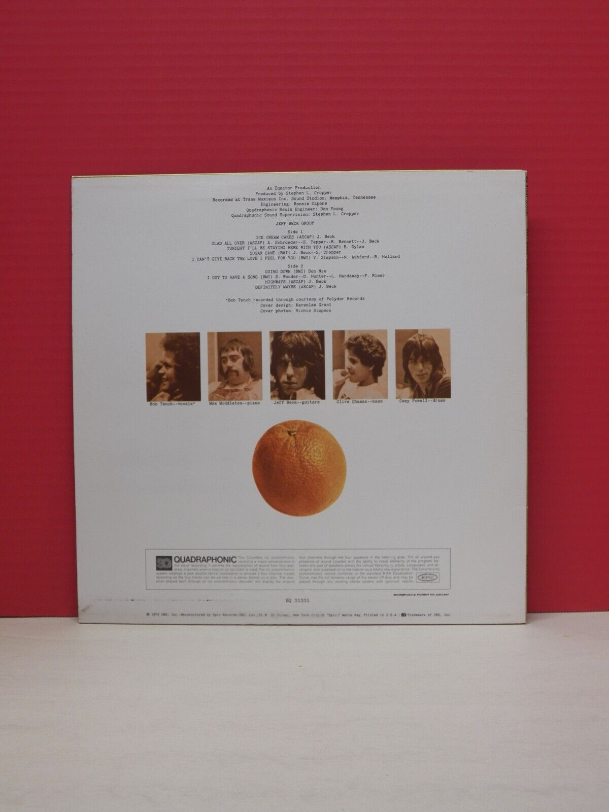12" LP VG++/EX Jeff Beck Group Jeff Beck Group 1972 Epic Quadraphonic EQ 31331 12" LP VG++/EX Jeff Beck Group Jeff Beck Group 1972 Epic Quadraphonic EQ 31331