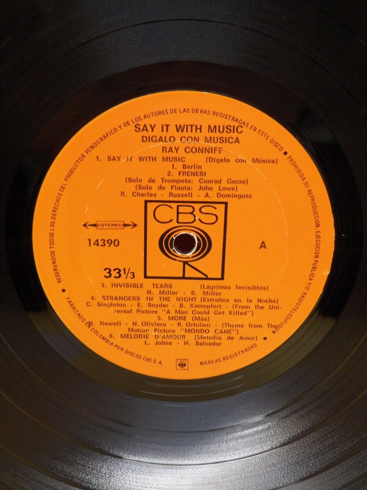 12" LP VG+ Ray Conniff & The Singers Digalo Con Musica 1973 CBS Colombia Import 12" LP VG+ Ray Conniff & The Singers Digalo Con Musica 1973 CBS Colombia Import