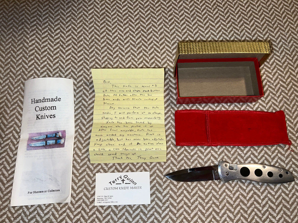 Brand New Terry Guinn Rare Custom Platinum Folding Knife Serial #3 with extras Brand New Terry Guinn Rare Custom Platinum Folding Knife Serial #3 with extras