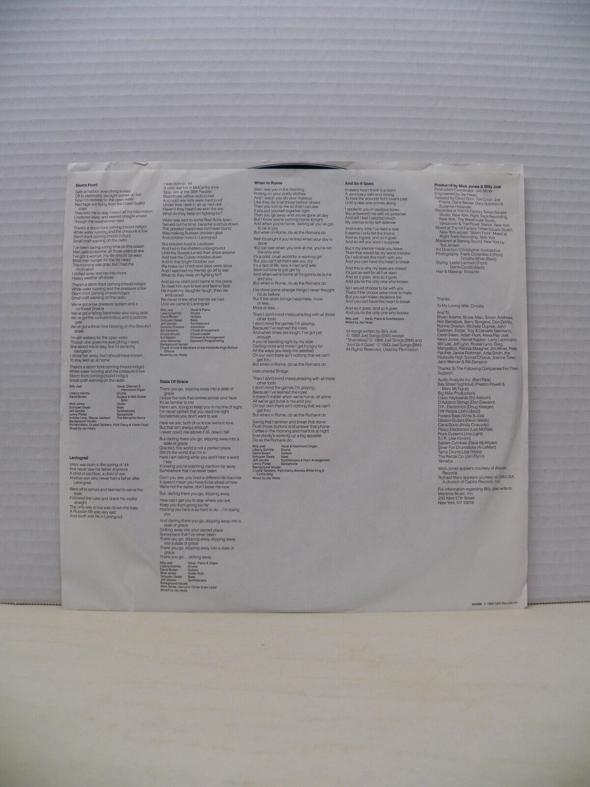 12" LP NM- Billy Joel Storm Front 1989 Columbia OC 44366 12" LP NM- Billy Joel Storm Front 1989 Columbia OC 44366