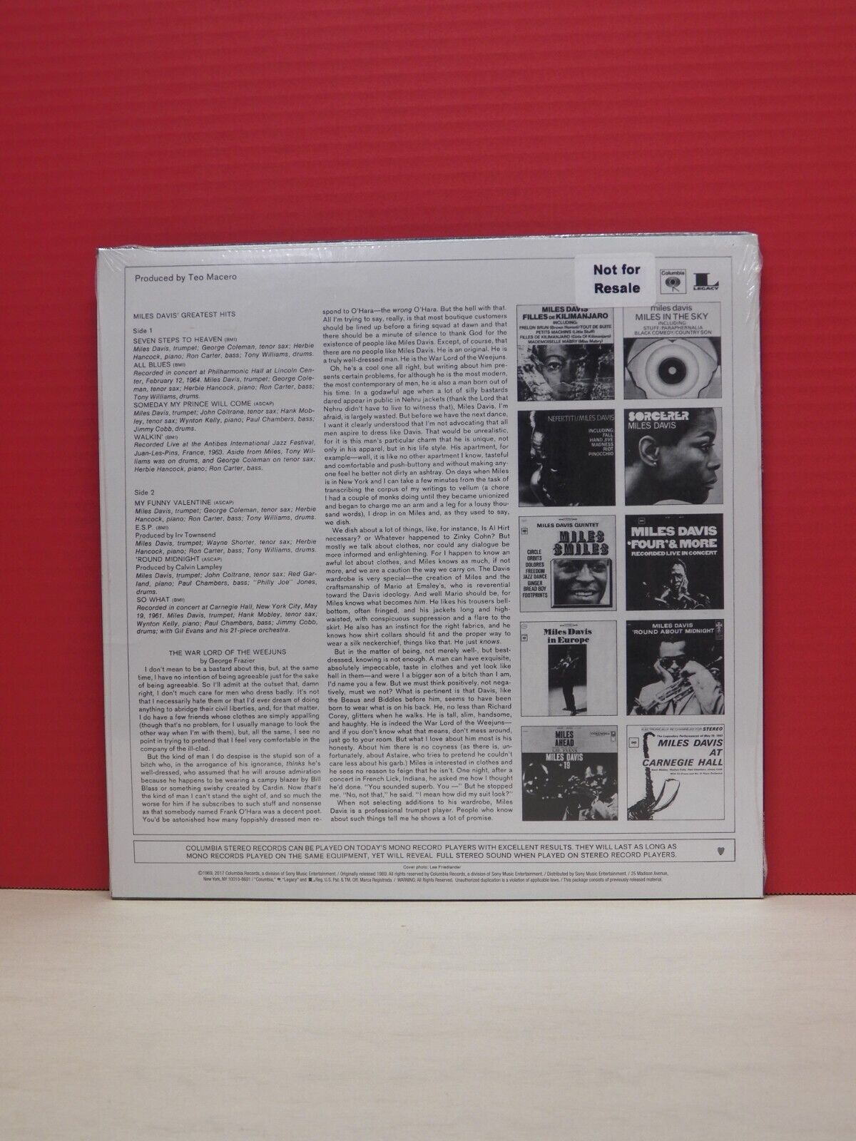 Sealed 12" LP Miles Davis Miles Davis' Greatest Hits 2017 Columbia Reissue Promo Sealed 12" LP Miles Davis Miles Davis' Greatest Hits 2017 Columbia Reissue Promo