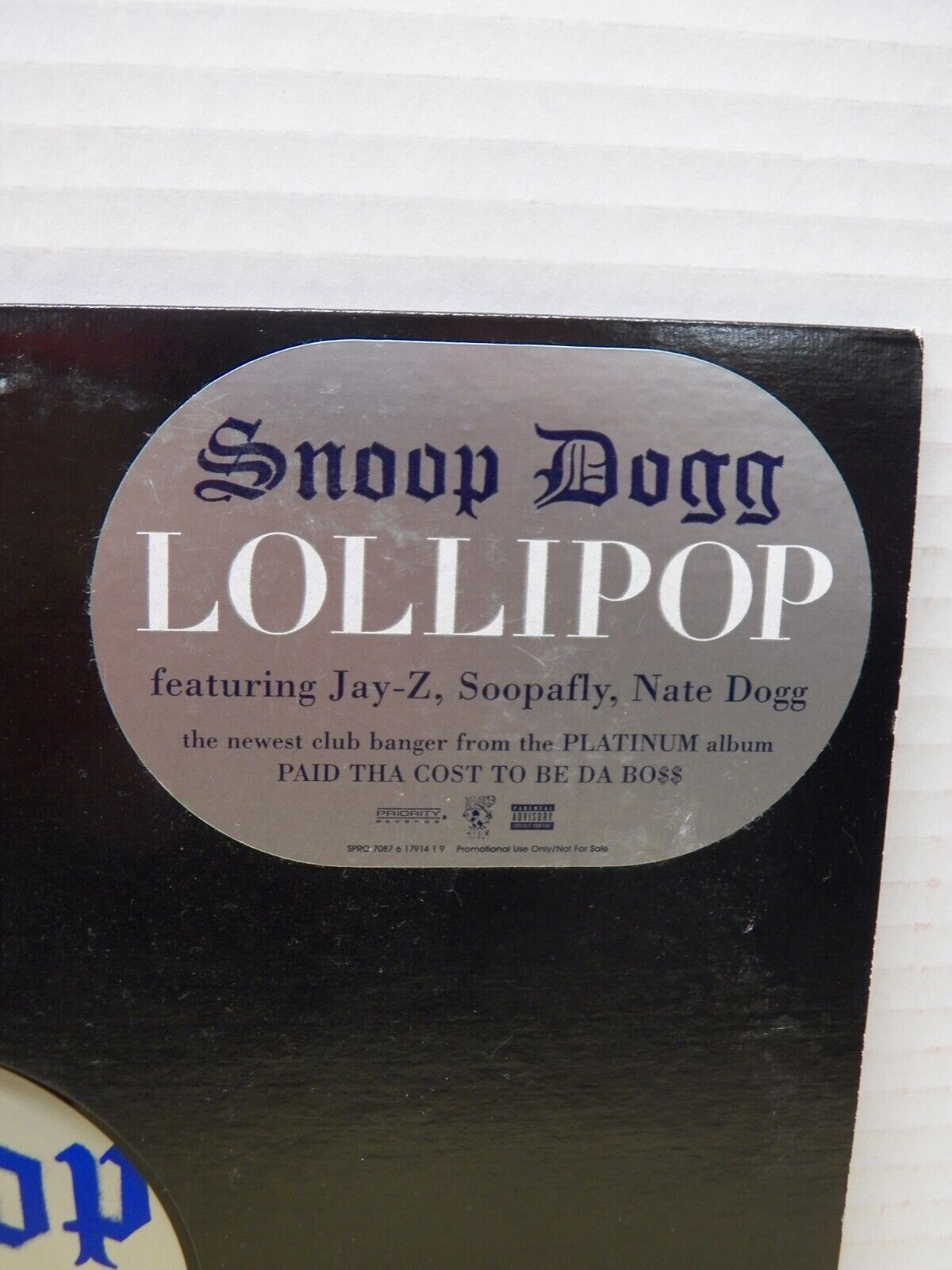 12" Single EX Snoop Dogg Lollipop 2003 Priority Records Promo 12" Single EX Snoop Dogg Lollipop 2003 Priority Records Promo