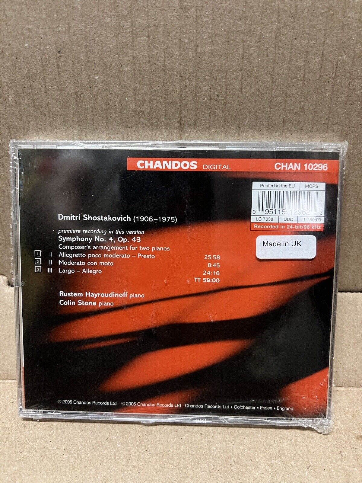 Sealed CD Hayroudinoff/Stone Shostakovich: Symphony No. 4 2005 Chandos Import Sealed CD Hayroudinoff/Stone Shostakovich: Symphony No. 4 2005 Chandos Import
