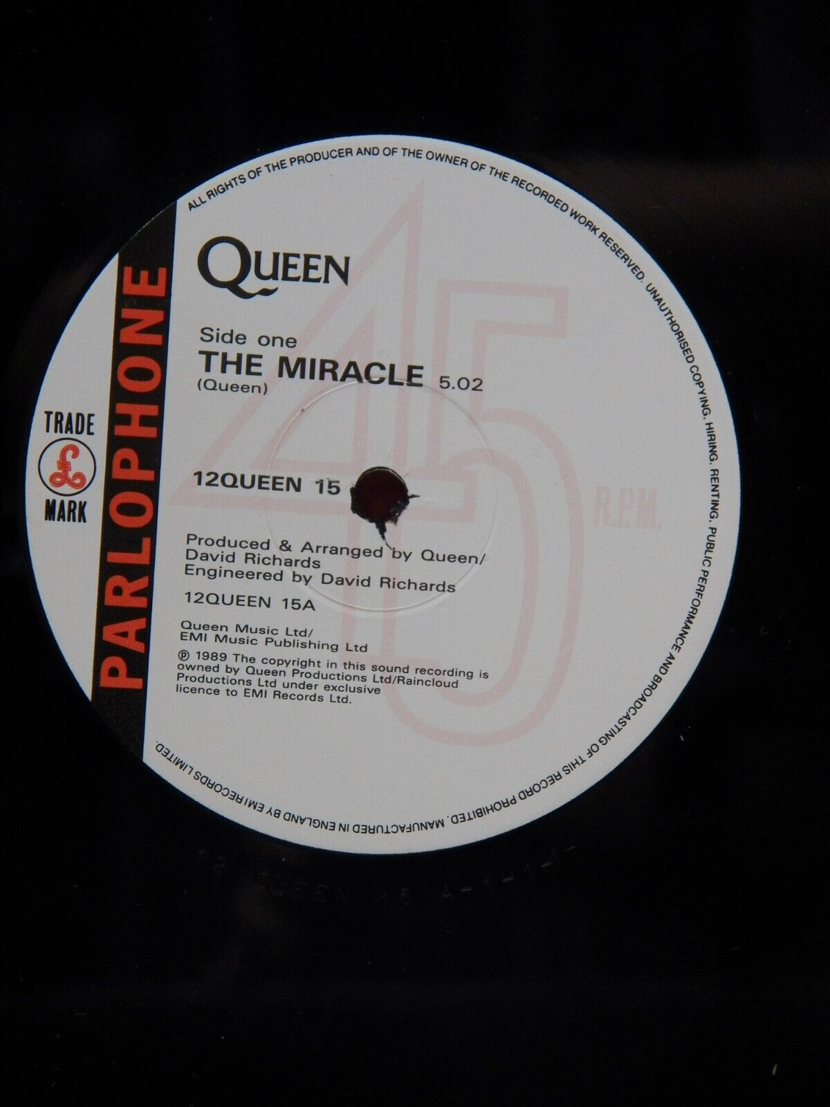 12" Single VG++/EX Queen The Miracle 1989 Parlophone UK Import 45RPM Ltd Ed 12" Single VG++/EX Queen The Miracle 1989 Parlophone UK Import 45RPM Ltd Ed