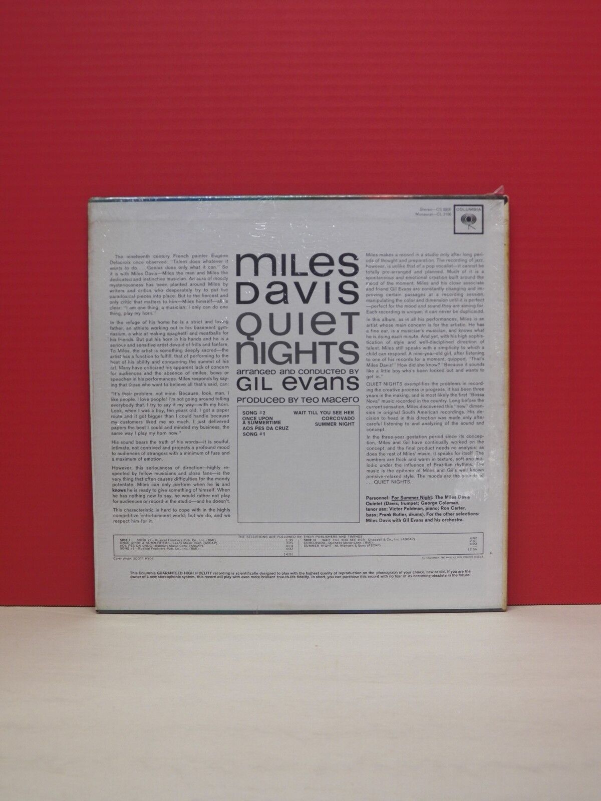 12" LP VG++/EX Miles Davis Quiet Nights 1964 Columbia Mono CL 2106 12" LP VG++/EX Miles Davis Quiet Nights 1964 Columbia Mono CL 2106