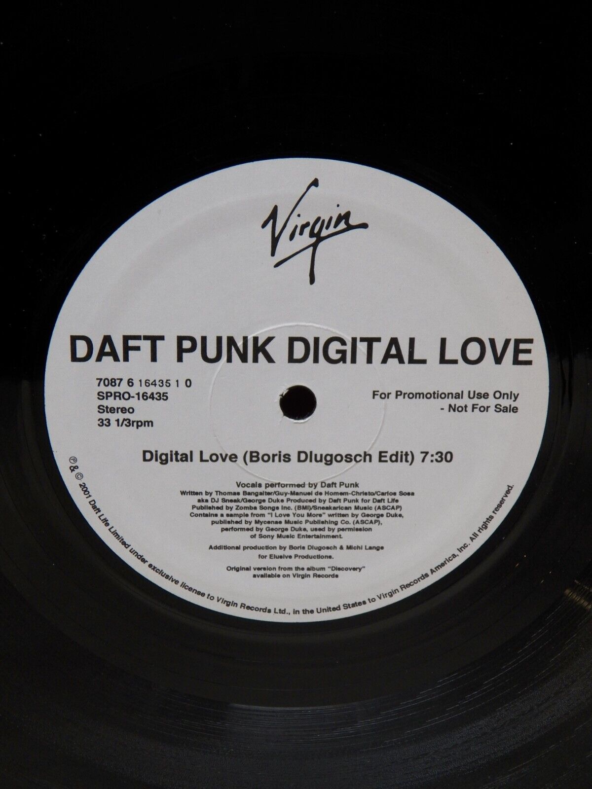12" Single EX Daft Punk Digital Love (Boris Dlugosch Edit) 2001 Virgin Promo 12" Single EX Daft Punk Digital Love (Boris Dlugosch Edit) 2001 Virgin Promo