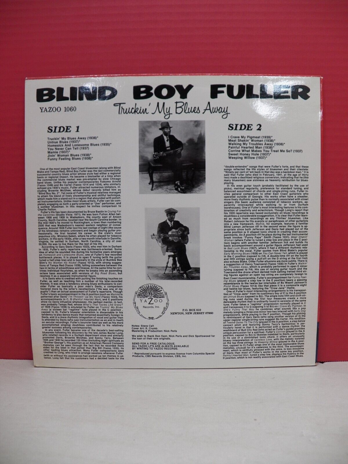 12" LP NM- Blind Boy Fuller Truckin' My Blues Away 1991 Yazoo Reissue L-1060 12" LP NM- Blind Boy Fuller Truckin' My Blues Away 1991 Yazoo Reissue L-1060