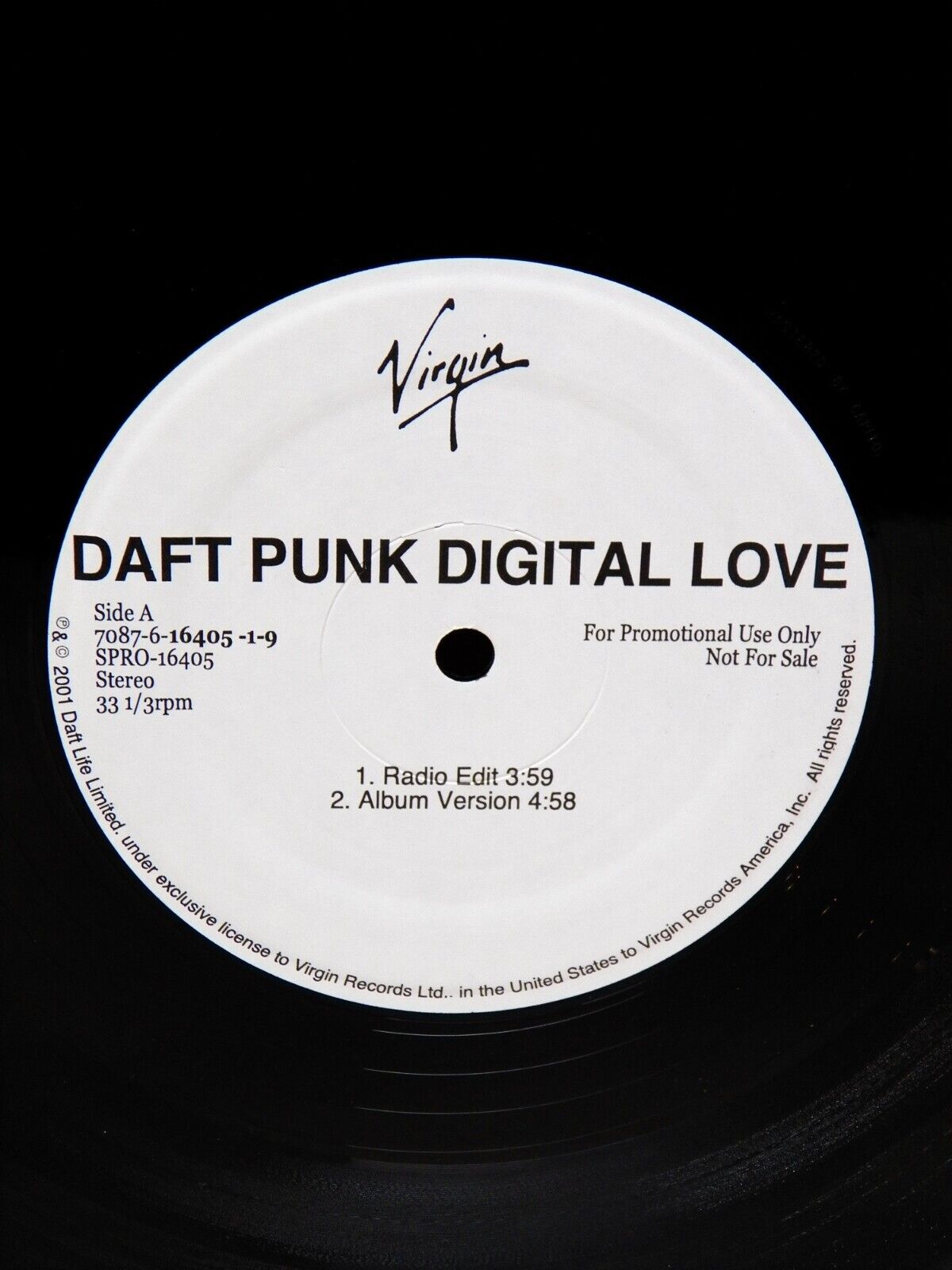 12" Single VG++/EX Daft Punk Digital Love 2001 Virgin Promo SPRO-16405 12" Single VG++/EX Daft Punk Digital Love 2001 Virgin Promo SPRO-16405