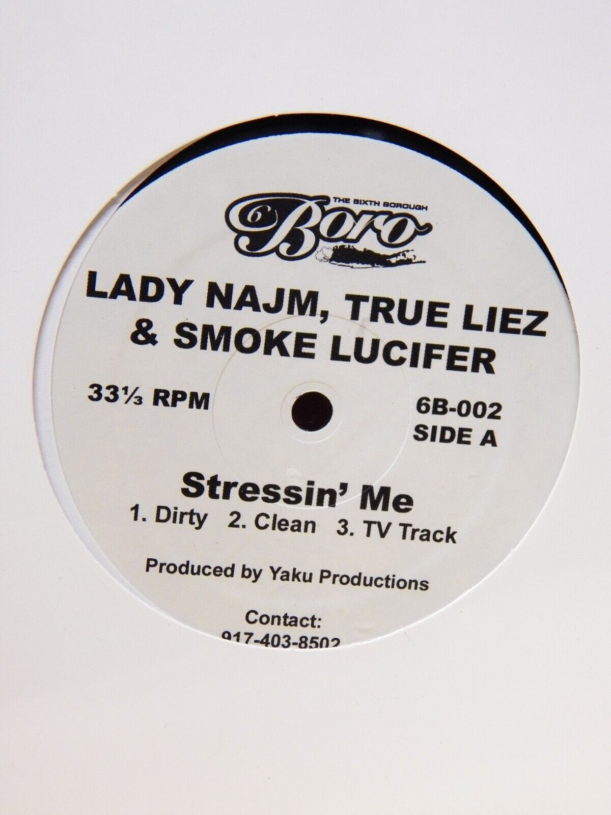 Sealed 12" Single True Liez/Lady Najm/Smoke Lucifer Stressin' Me 6B-002 Sealed 12" Single True Liez/Lady Najm/Smoke Lucifer Stressin' Me 6B-002