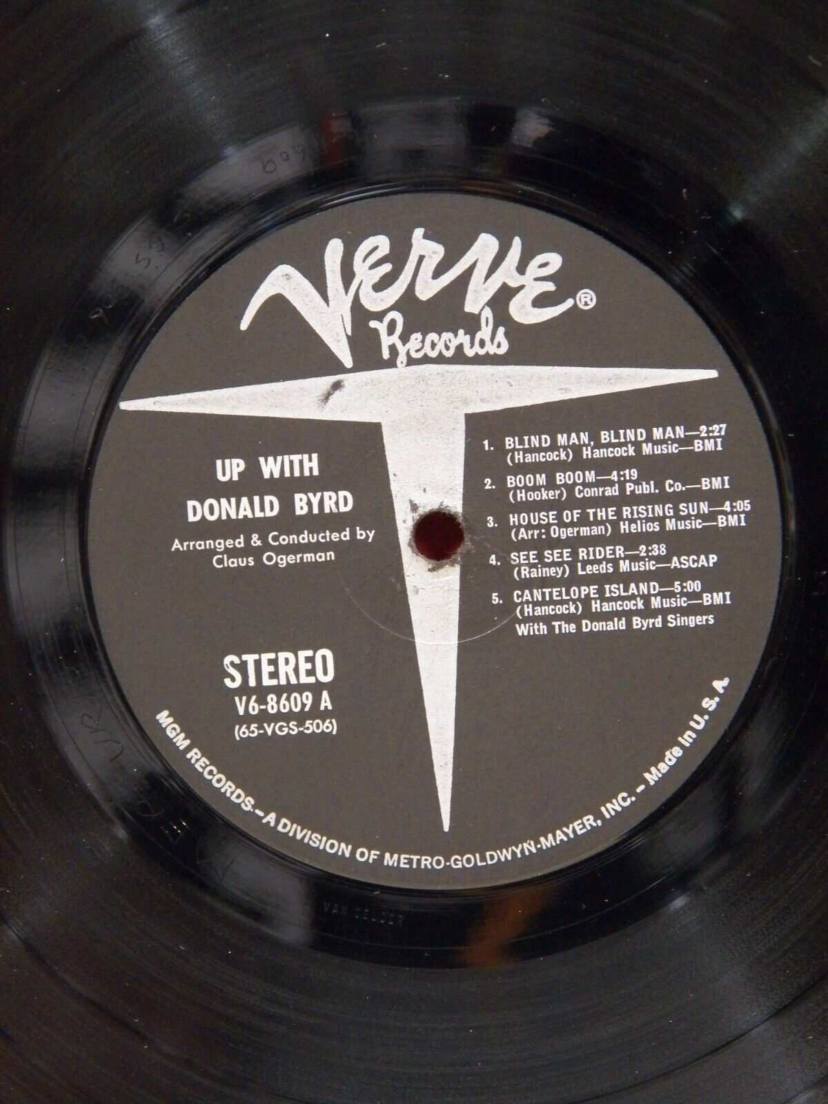 12" LP VG+ Donald Byrd Up With Donald Byrd 1965 Verve Stereo V6-8609 12" LP VG+ Donald Byrd Up With Donald Byrd 1965 Verve Stereo V6-8609