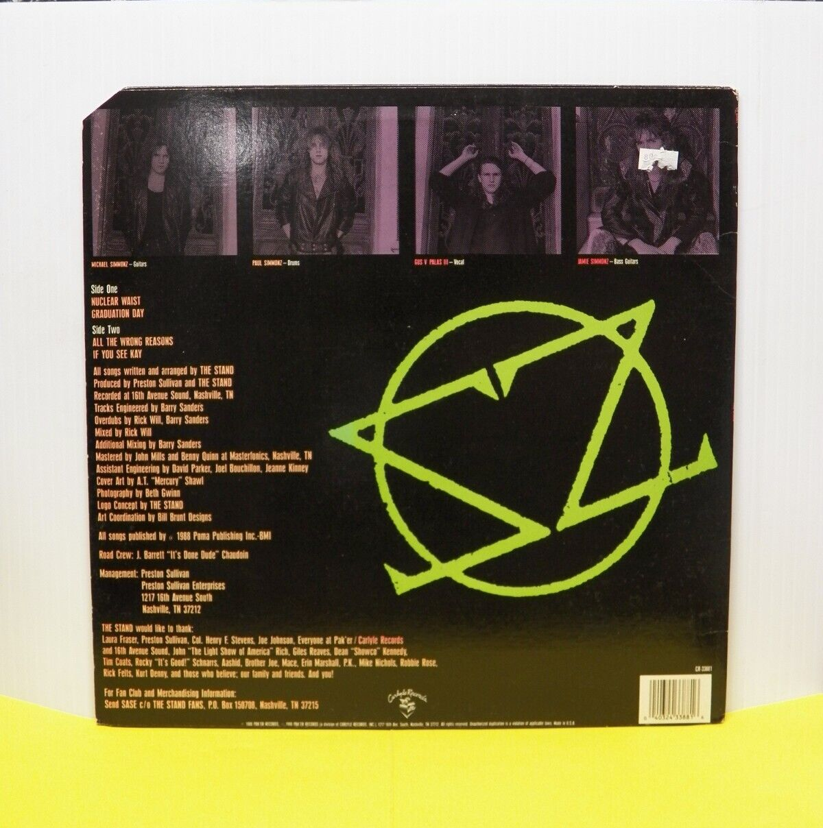 12" EP NM- The Stand The First Record 1988 Pak'er Records Autographed CR-33881 12" EP NM- The Stand The First Record 1988 Pak'er Records Autographed CR-33881