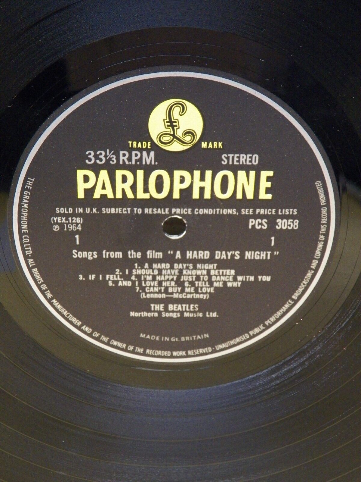12" LP EX The Beatles A Hard Day's Night 1968 Parlophone Stereo UK Import 12" LP EX The Beatles A Hard Day's Night 1968 Parlophone Stereo UK Import