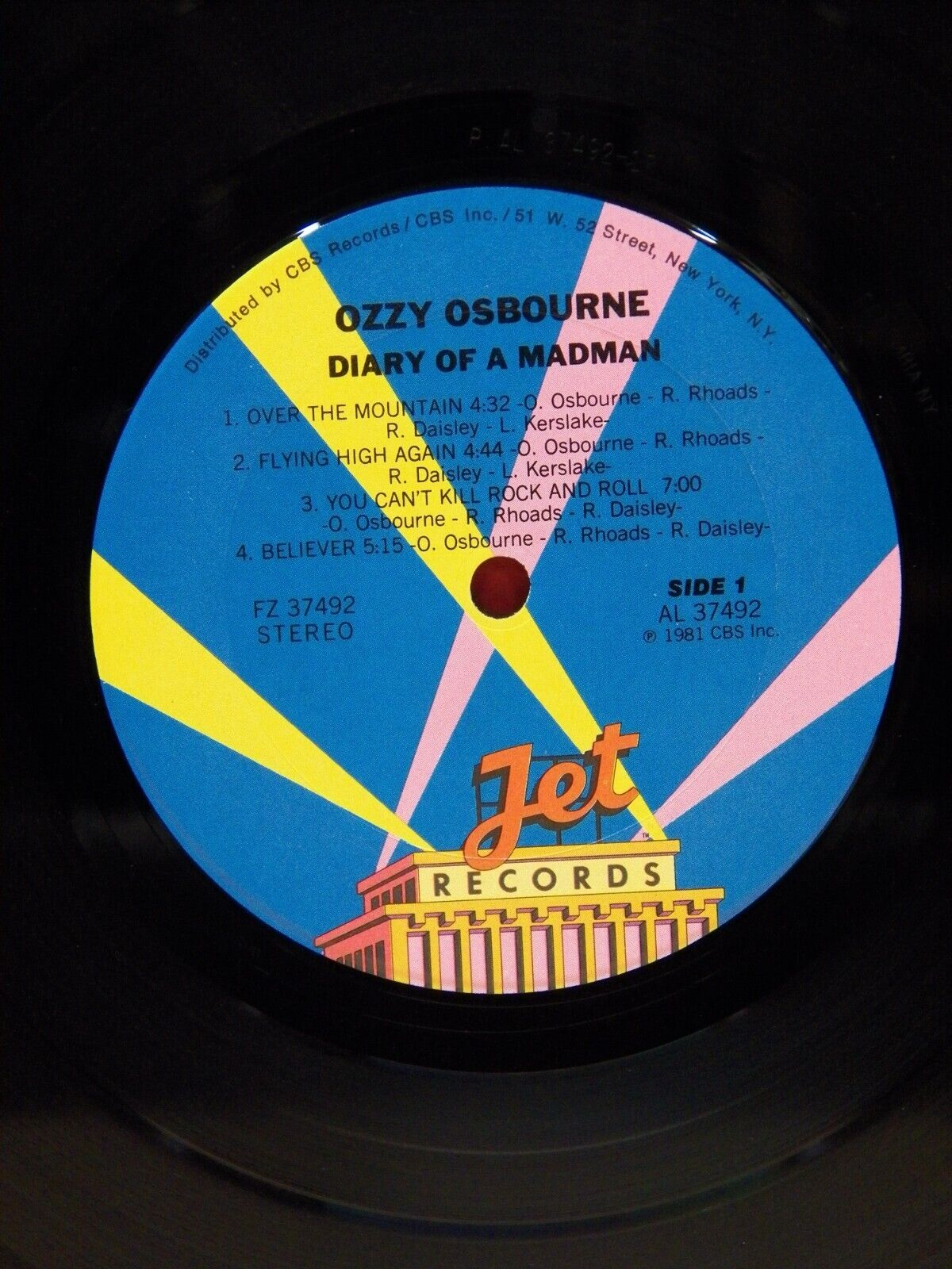 12" LP VG++/EX Ozzy Osbourne Diary Of A Madman 1981 Jet Records FZ 37492 12" LP VG++/EX Ozzy Osbourne Diary Of A Madman 1981 Jet Records FZ 37492