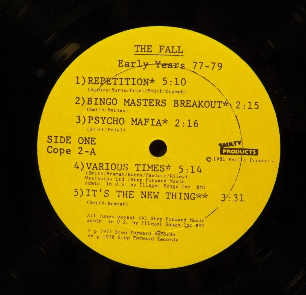12" LP M- The Fall 77-Early Years-79 1981 Faulty Products COPE 2 12" LP M- The Fall 77-Early Years-79 1981 Faulty Products COPE 2
