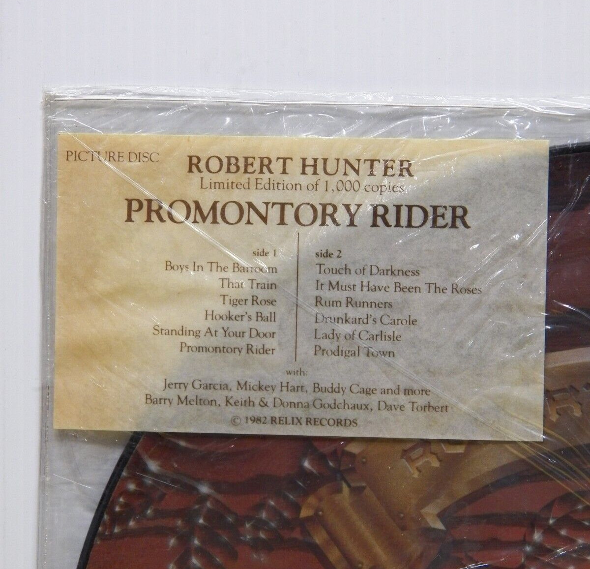 Sealed 12" Picture Disc Robert Hunter Promontory Rider 1984 Relix Records Ltd Ed Sealed 12" Picture Disc Robert Hunter Promontory Rider 1984 Relix Records Ltd Ed