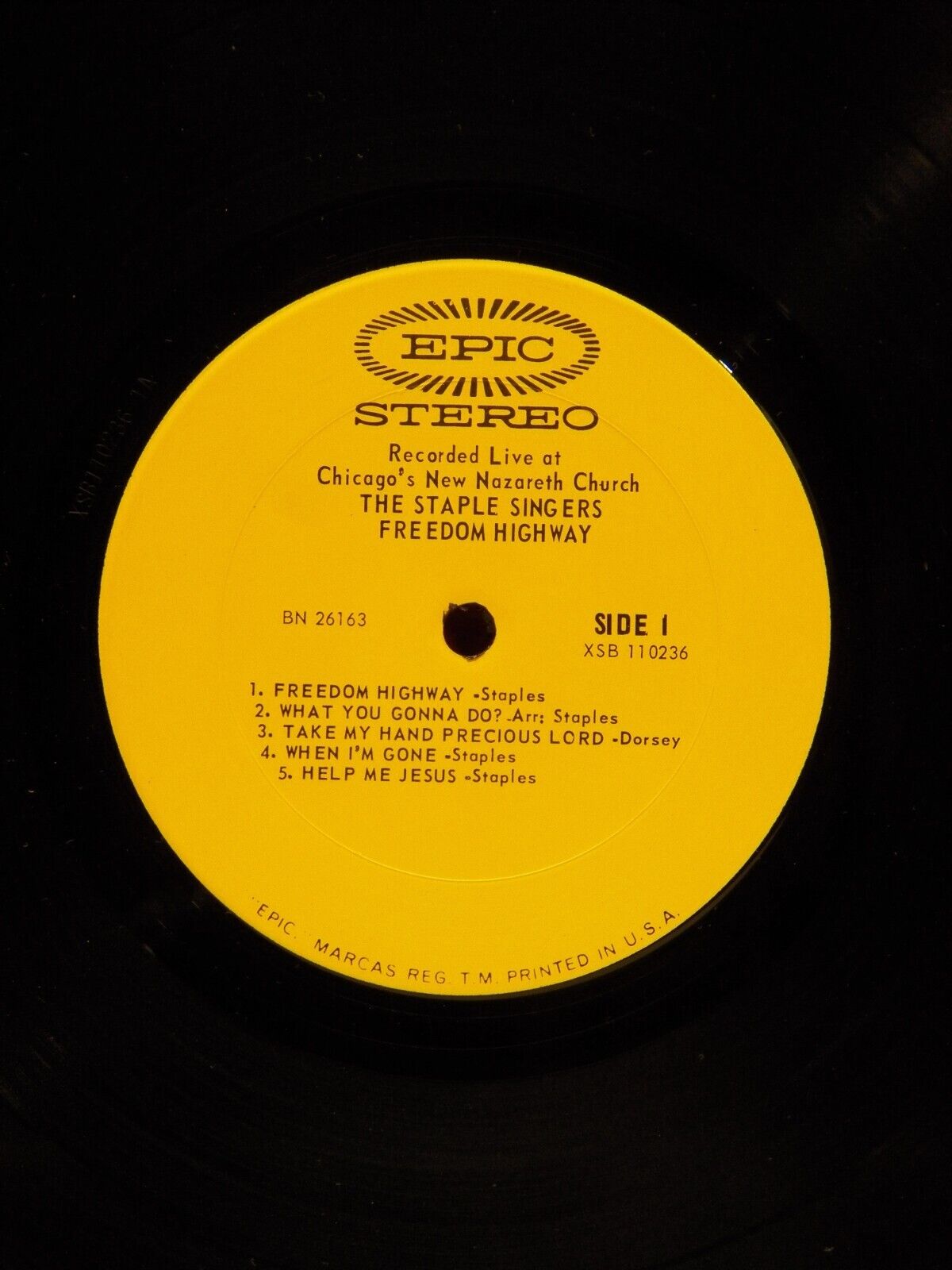 12" LP VG++/EX The Staple Singers Freedom Highway 1965 Epic Stereo BN 26163 12" LP VG++/EX The Staple Singers Freedom Highway 1965 Epic Stereo BN 26163