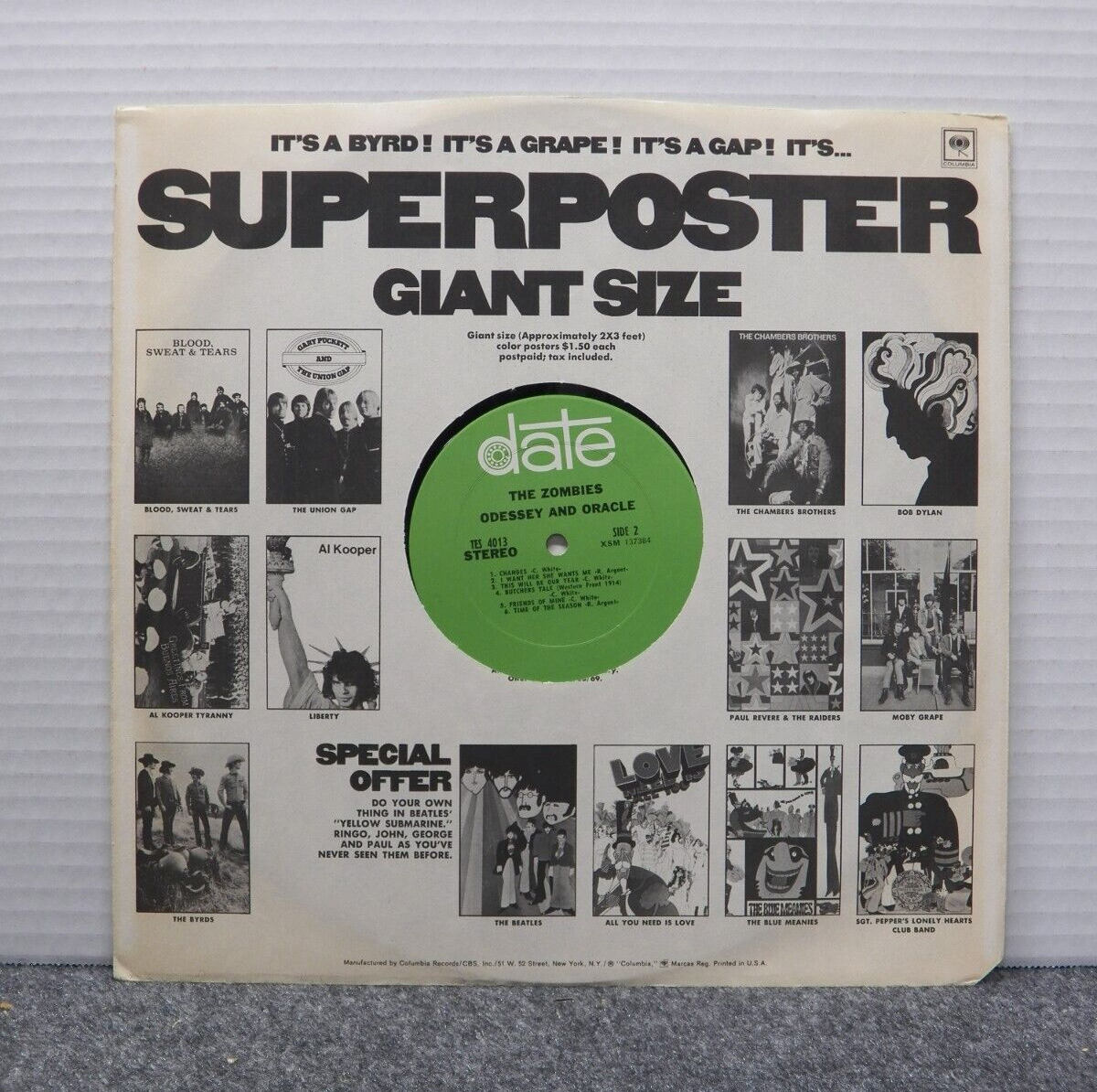 12" LP EX The Zombies Odessey & Oracle 1969 Date Repress TES 4013 12" LP EX The Zombies Odessey & Oracle 1969 Date Repress TES 4013