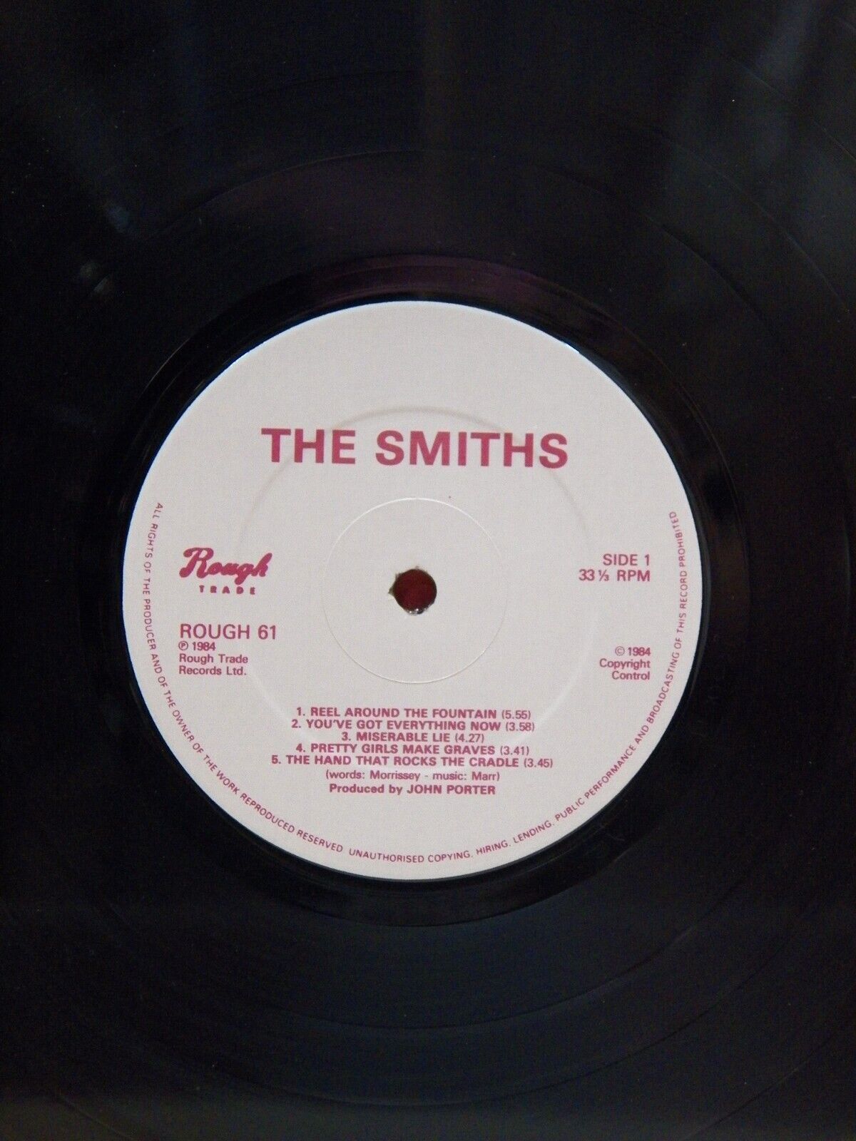 12" LP EX The Smiths The Smiths 1984 Rough Trade UK Import ROUGH 61 12" LP EX The Smiths The Smiths 1984 Rough Trade UK Import ROUGH 61