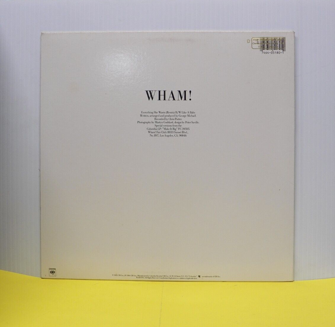 12" Single EX Wham! Everything She Wants (Long Version) 1985 Columbia Promo 12" Single EX Wham! Everything She Wants (Long Version) 1985 Columbia Promo