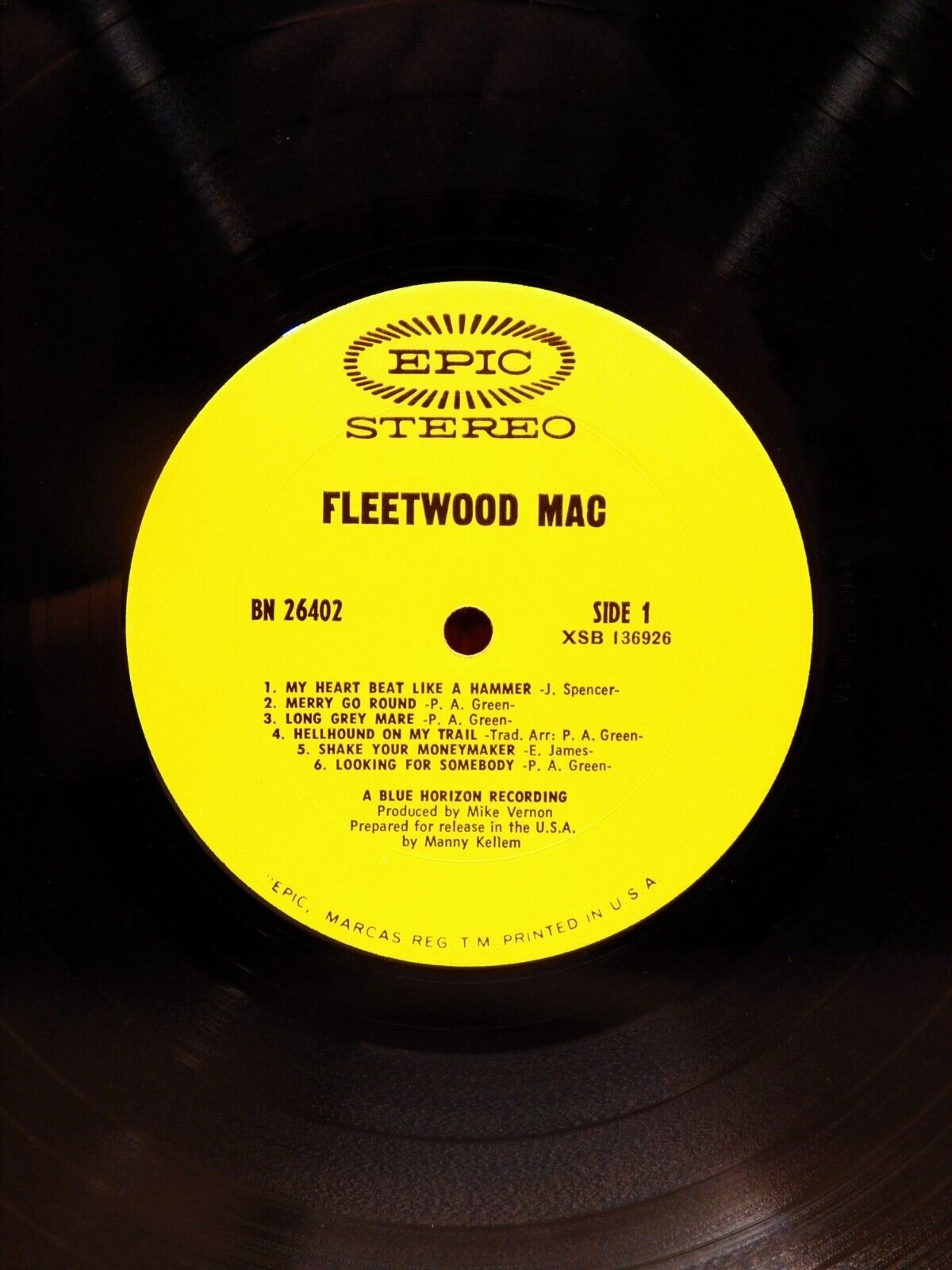 12" LP VG++/EX Fleetwood Mac Fleetwood Mac 1968 Epic Stereo BN 26402 12" LP VG++/EX Fleetwood Mac Fleetwood Mac 1968 Epic Stereo BN 26402